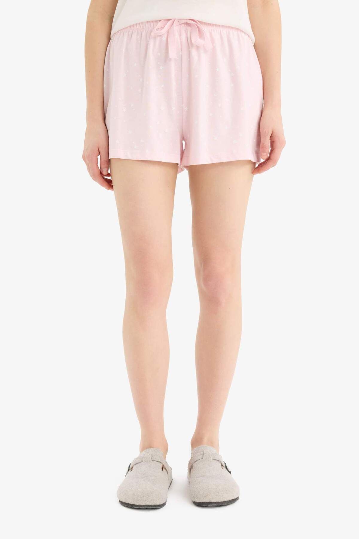 DeFacto-Regular Fit Elastic Waist Shorts Pajama Bottoms-Fall in Love E7362Ax25Sm 4