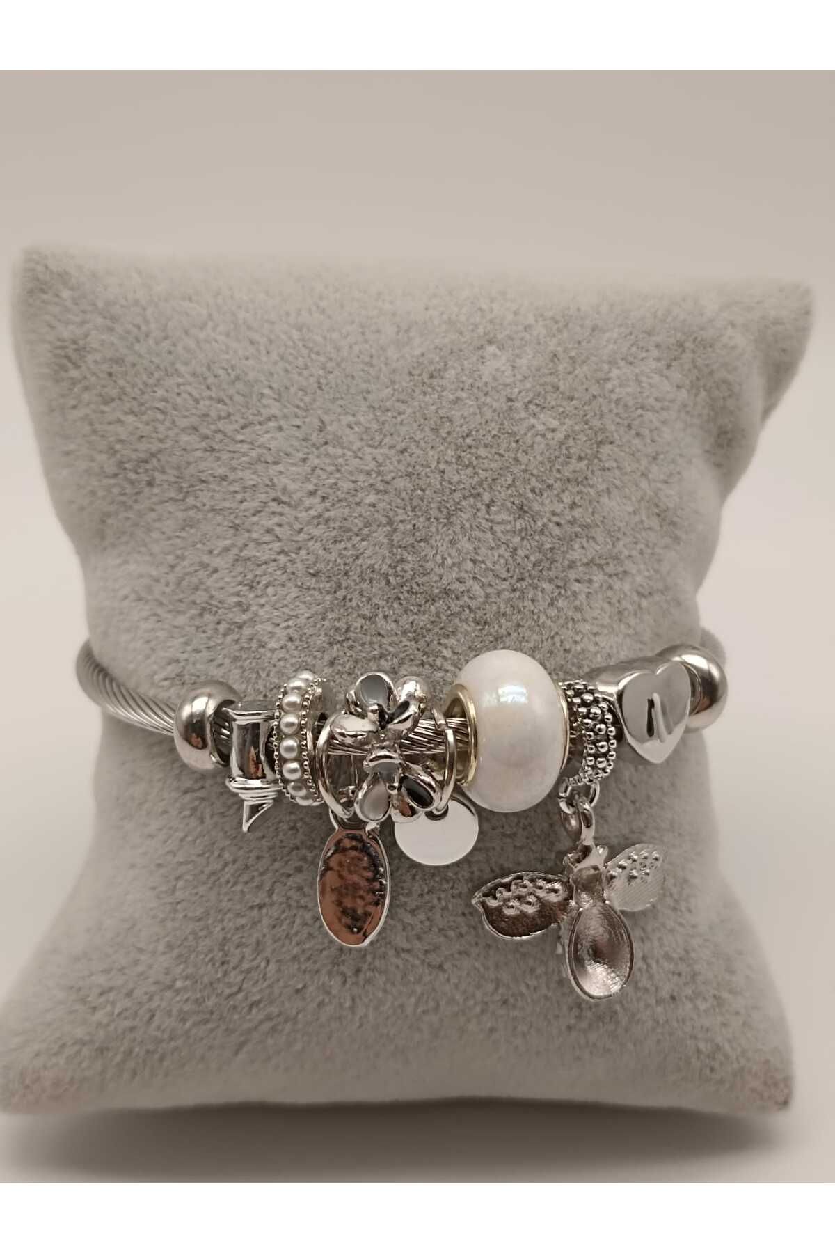 TLSMACCESORIES ÇELİK BİLEKLİK KARIŞIK FİGÜRLER SILVER