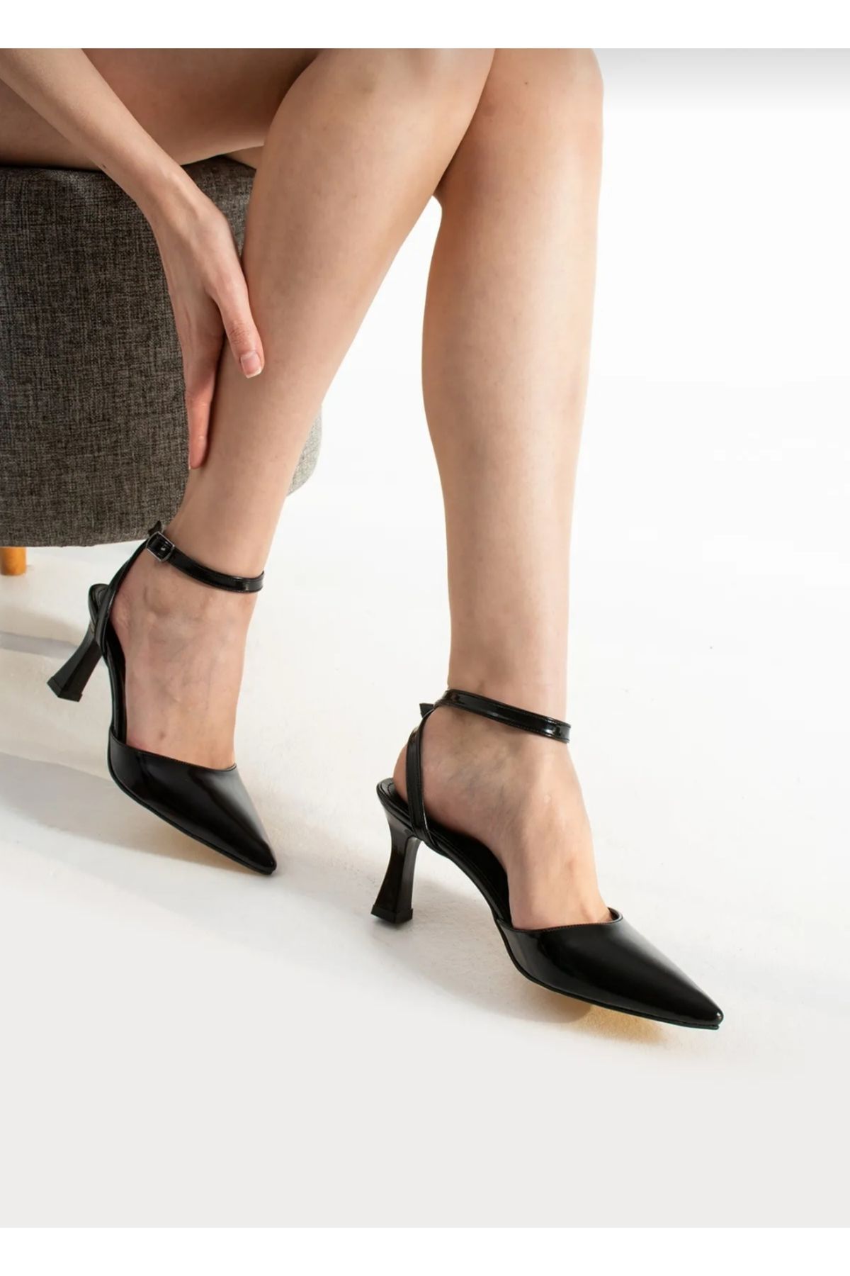 Lİmar Shoes Siyah kadın stiletto ayakkabı sivri burun bağcıklı