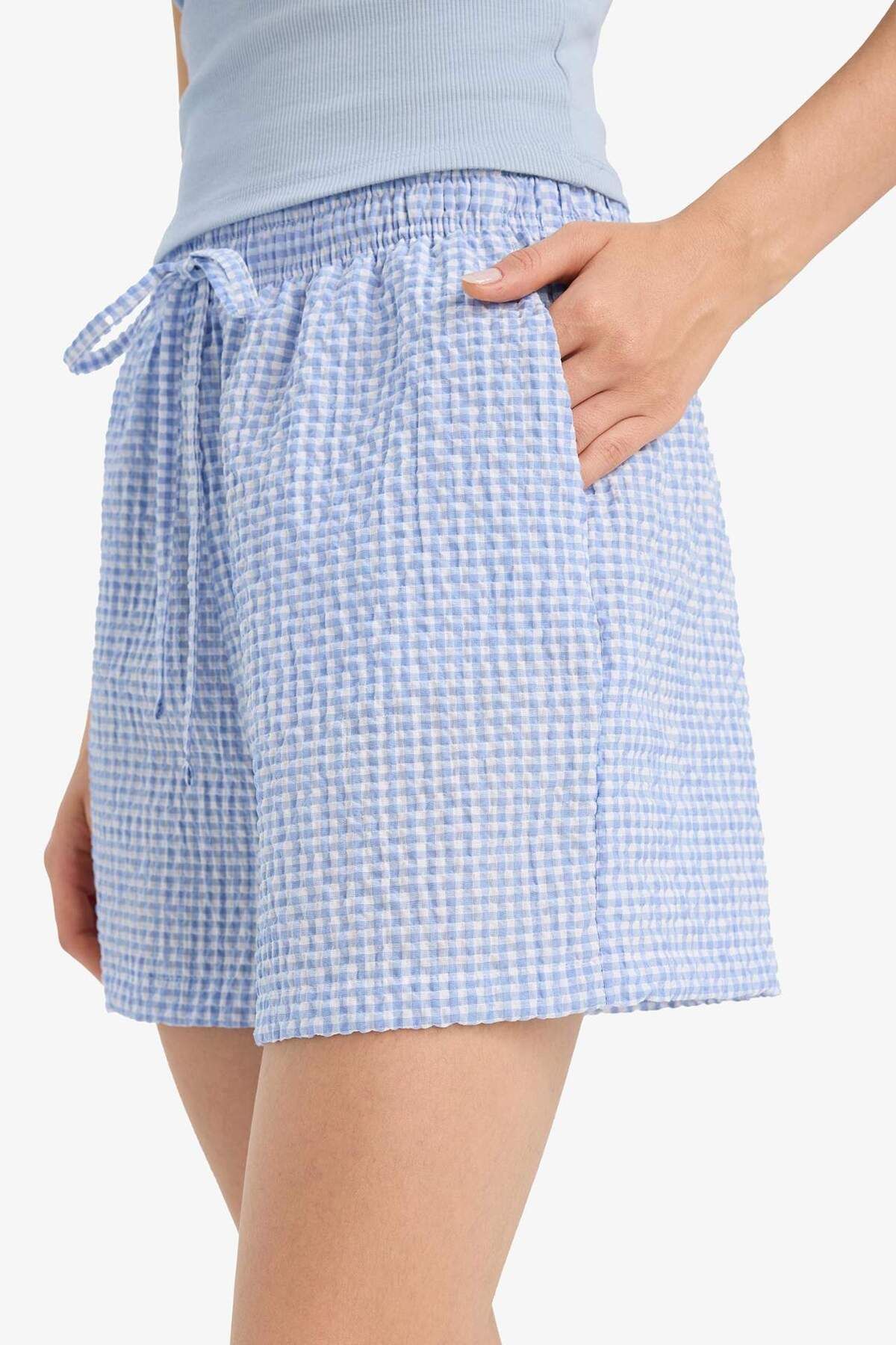 DeFacto-A-Line Gingham Pocket Regular Waist Shorts F2867Ax25Hs 6