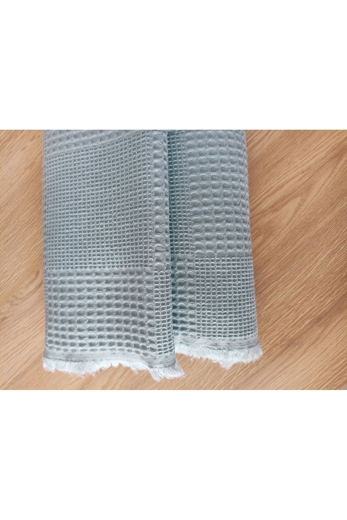 ida design store Mint Renk Kare Waffle Desenli Pike Kumaşı 100x240