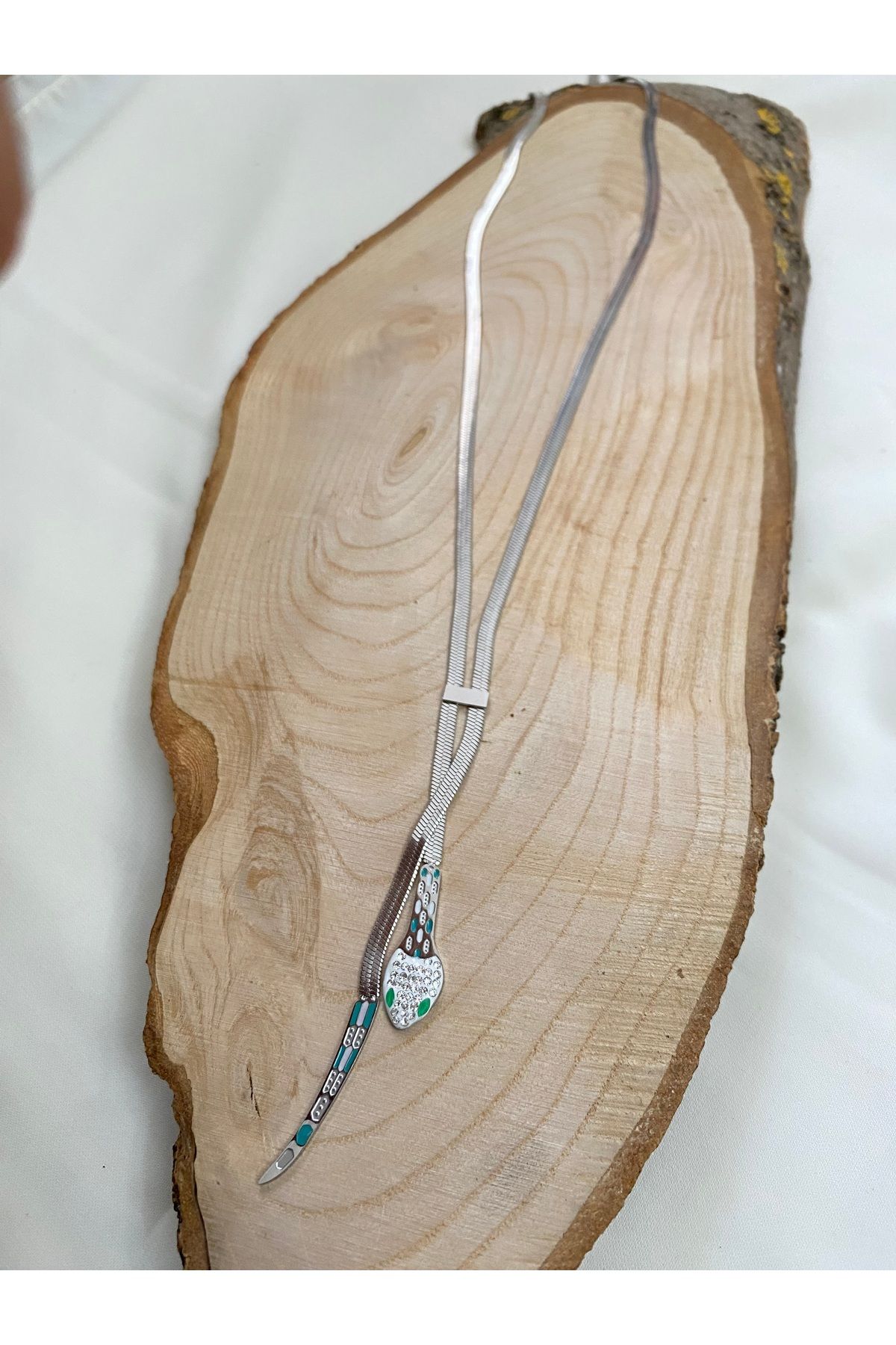 asem jewelry GOTİK YILAN TEMALI ZİRKON TAŞLI ÇELİK KOLYE
