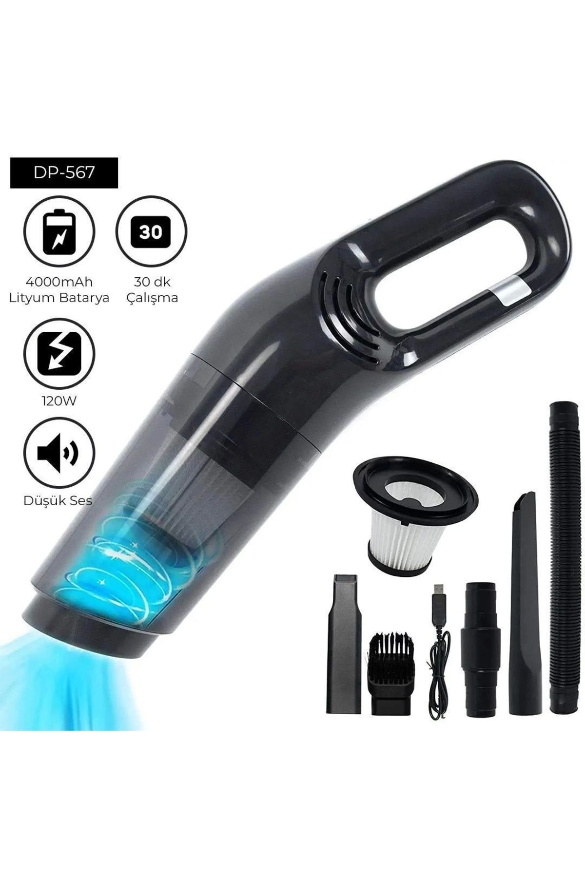 No8 Home Dempower 5 Başlıklı Araç Süpürgesi