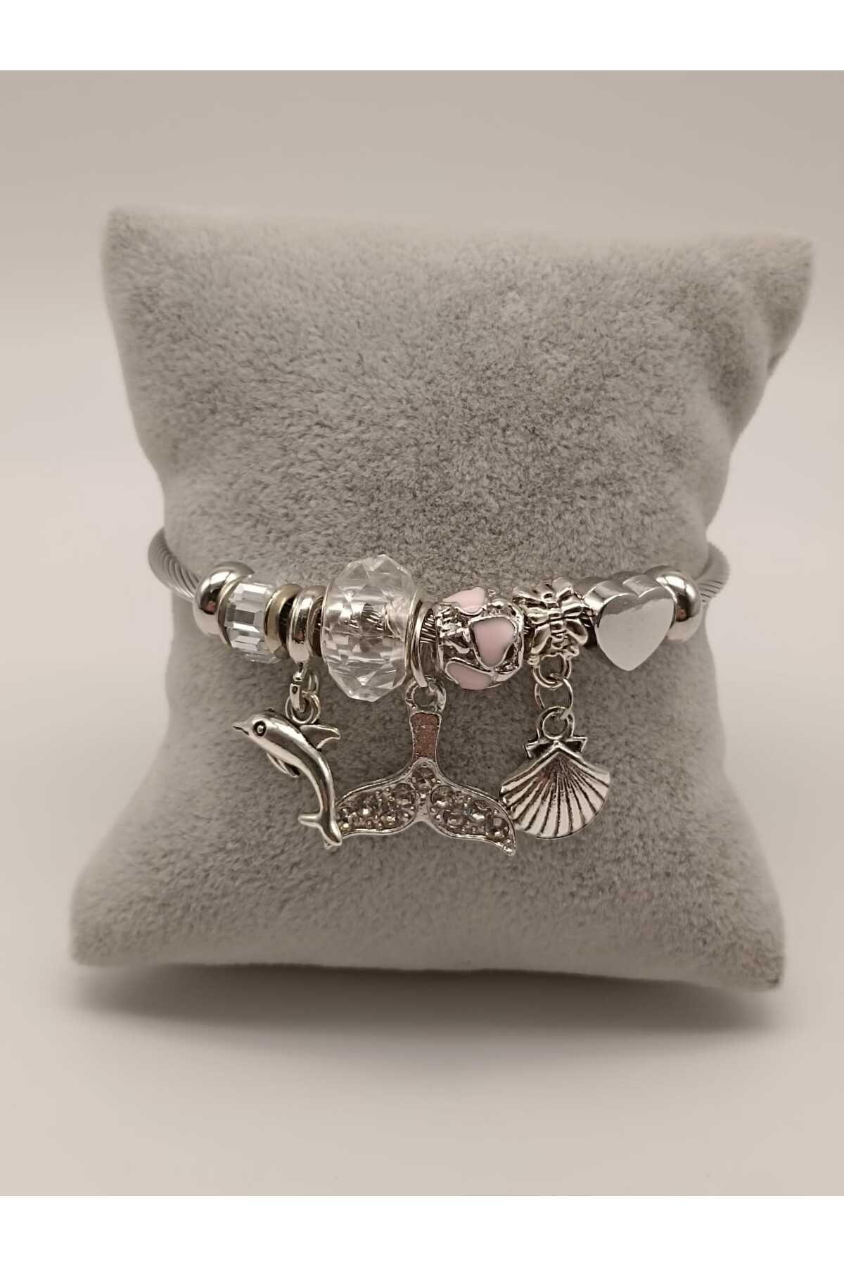 TLSMACCESORIES ÇELİK BİLEKLİK KARIŞIK FİGÜRLER SILVER