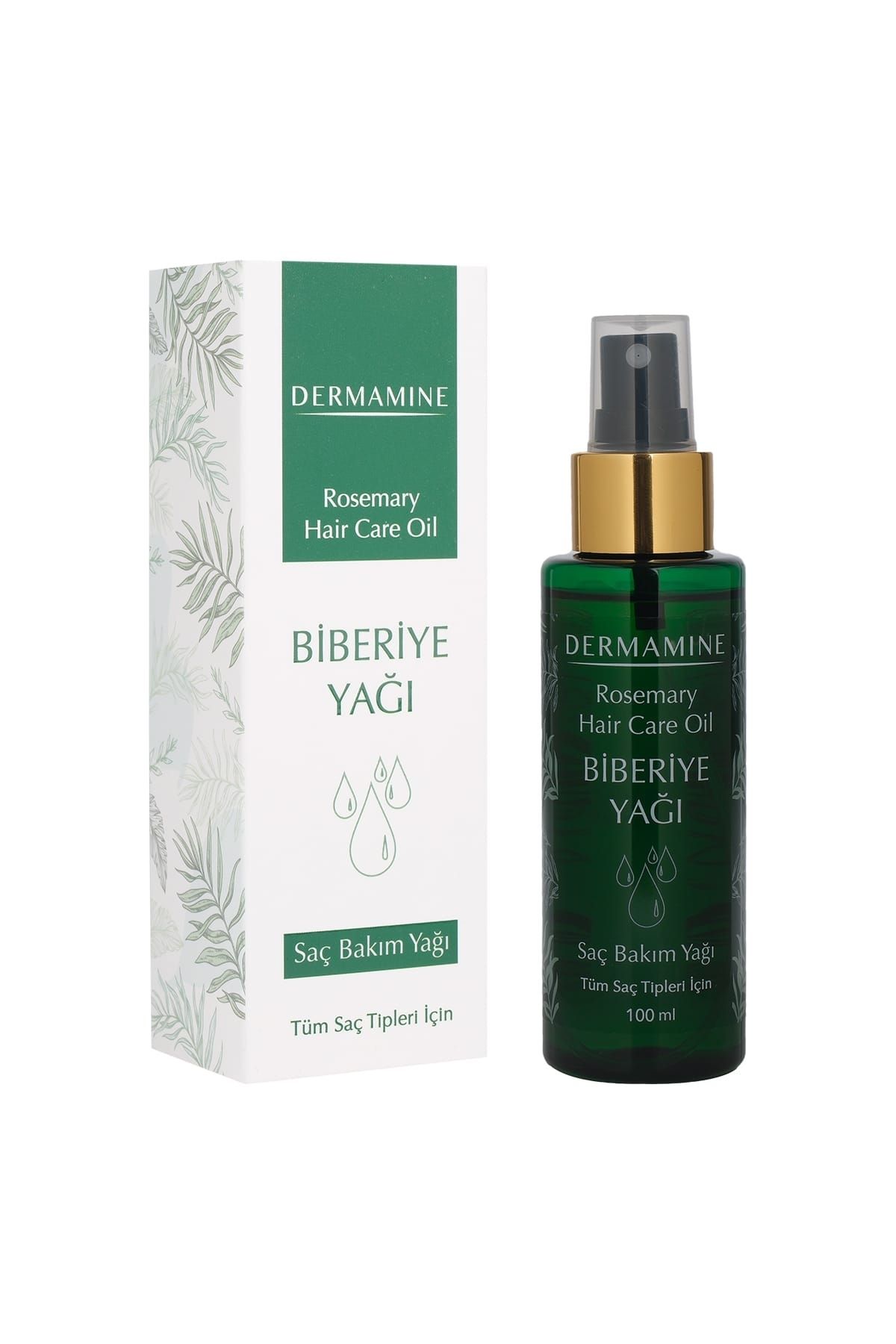 DERMAMINE Biberiye Yağı %100 Doğal Saç Güçlendirci Uzamasını Destekleyici Dökülme Karşıtı 100ML