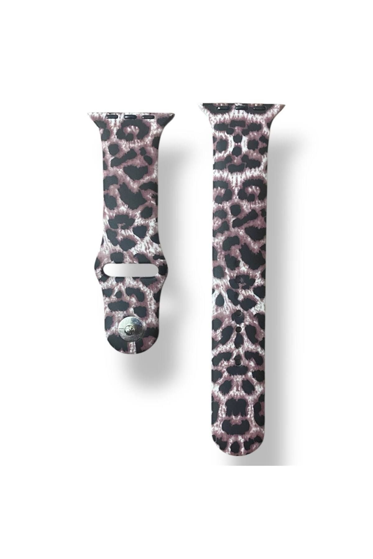 Bruntoo BR Apple Watch Series 10/9/8/7/6/5/4/SE/3/2/1 42mm-41mm-40mm-38mm (S/M) Beden Leopar Silikon kordon