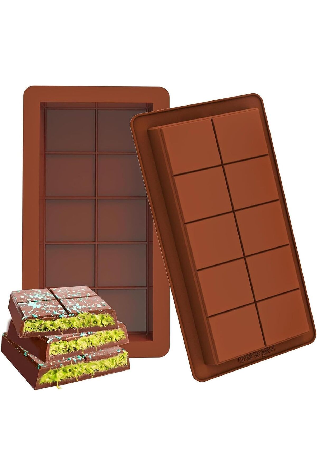STOREMAX mrttnca 2 Adet Dubai Çikolatası Kalıbı, Büyük Boy, Silikon Bölmeli Kalıp, BPA Free, Gıdaya