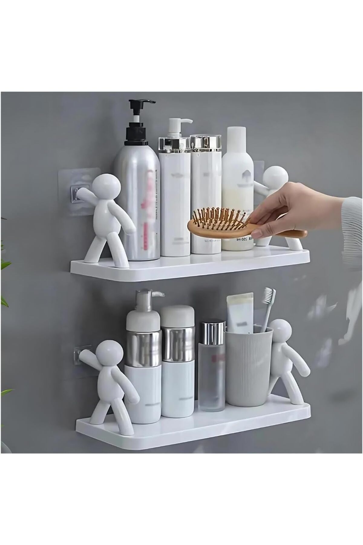 STOREMAX jvnnastore Sevimli İnsan Motifli Kendinden Yapışkanlı Baharat Rafı - Banyo, Mutfak ve Ofis içi