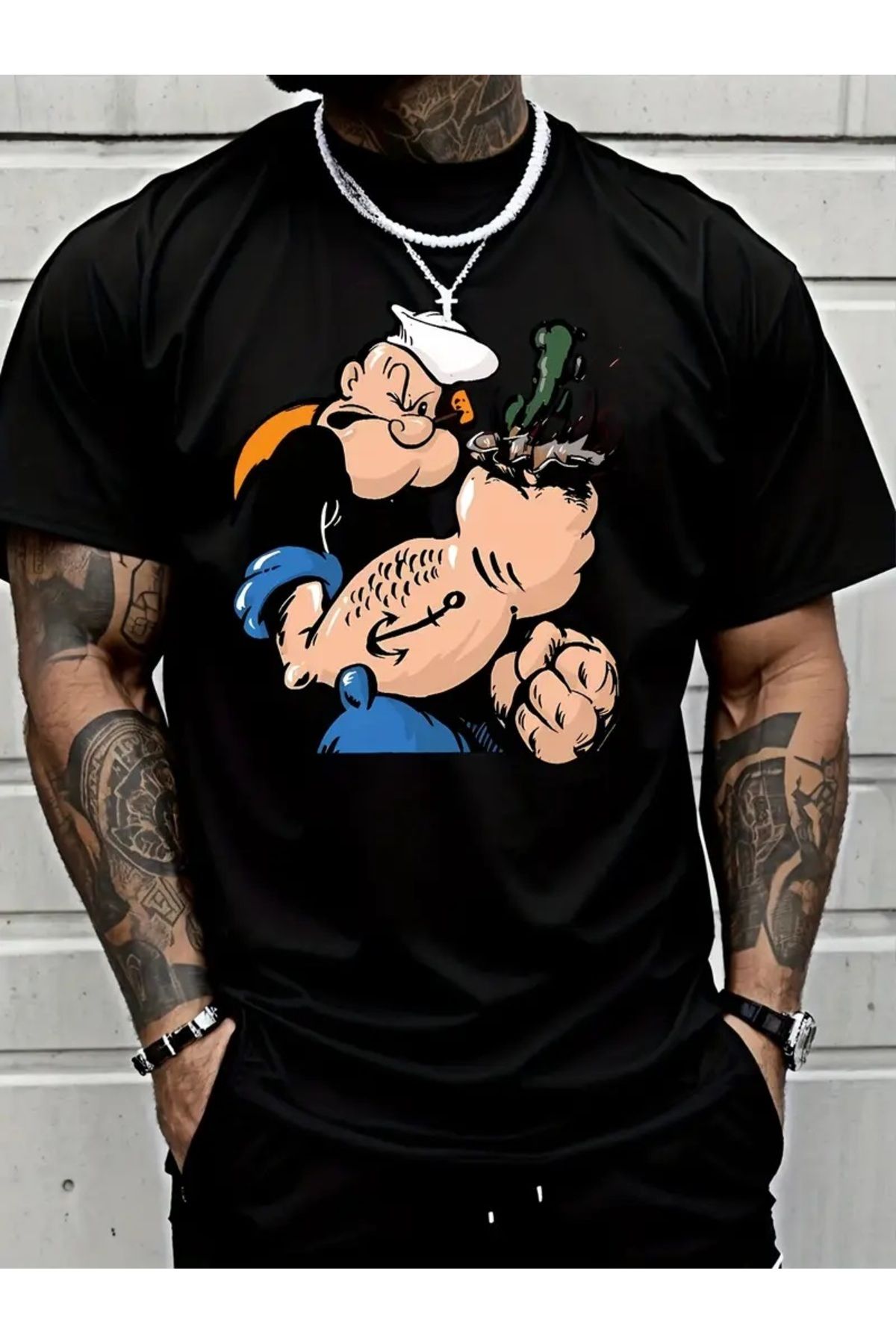 qubo sportswear & company qubo Unisex Oversize Baskılı Pamuklu Bisiklet Yaka Kısa Kollu SİYAH T-shirt