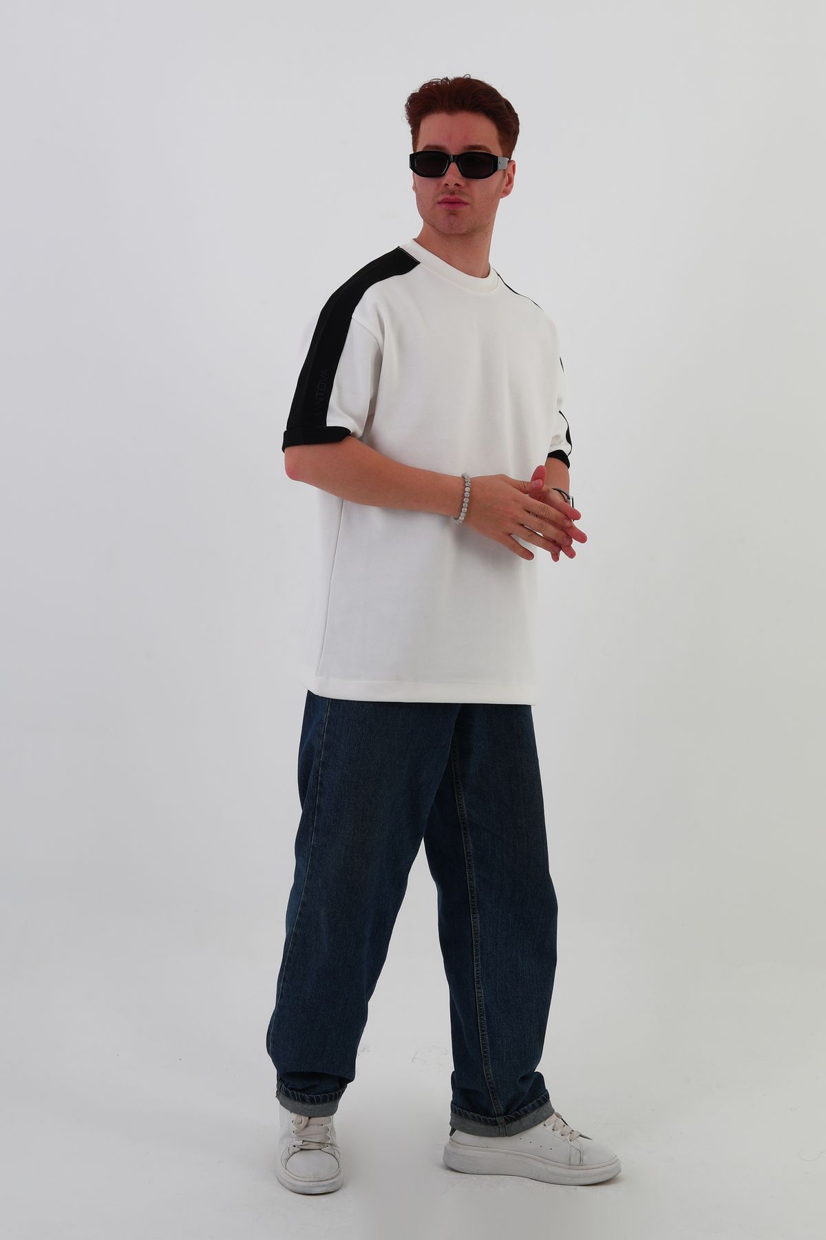 mantova OMUZ ŞERİTLİ Oversize Erkek T-shirt