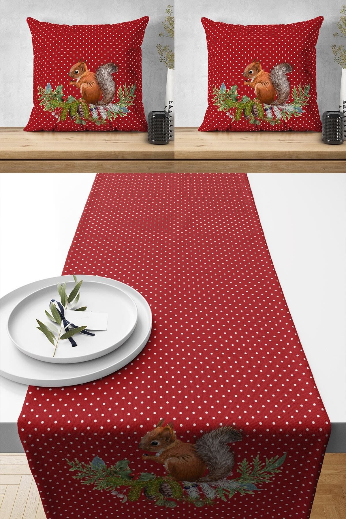 SerenityHaven Runner Kırlent Mutfak, Bahçe ,balkon Tasarımlı Hediyelik 2 Kırlent Kılıfı Ve 1 Runner Set