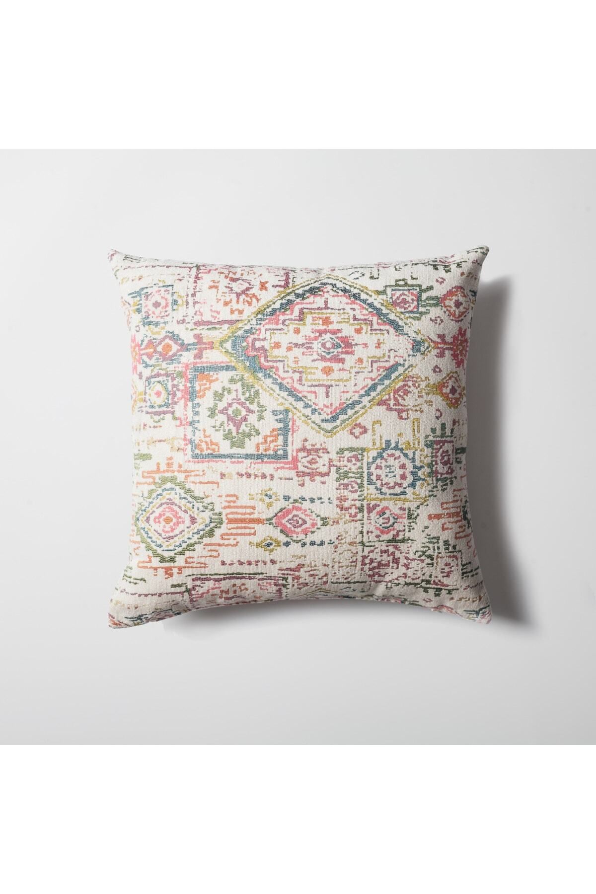SerenityHaven " Kaftan " - Renkli Etnik Kilim Desenli Dokuma Kırlent 45x45 (Iç Yastık Dahil)