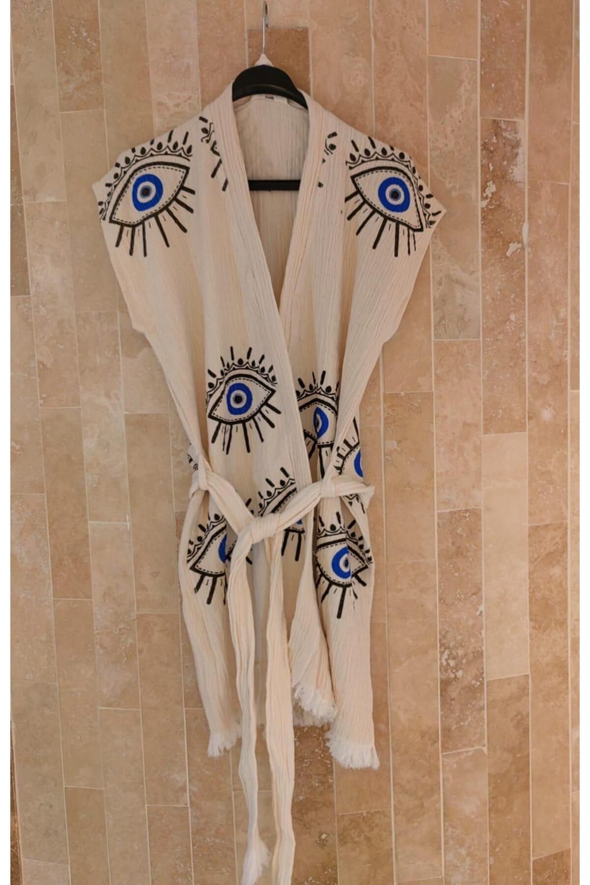 TekStilize Müslin Göz Desenli Kimono