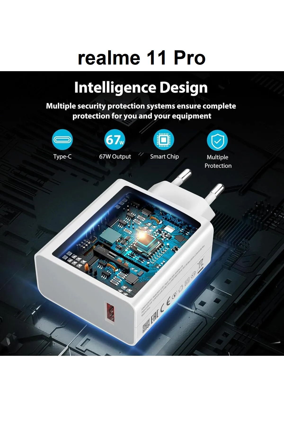 ERMER realme 11 Pro Modeli İçin 67W Süper Hızlı Şarj Aleti