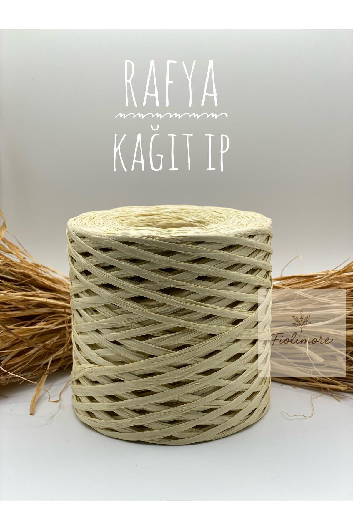 Fiolimore Krem Rafya İp (200 Gram) Kağıt İp Çanta İpi Şapka İpi Terlik ...
