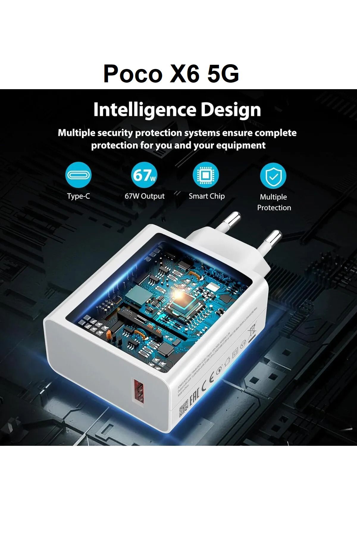 ERMER Poco X6 5G Modeli İçin 67W Süper Hızlı Şarj Aleti