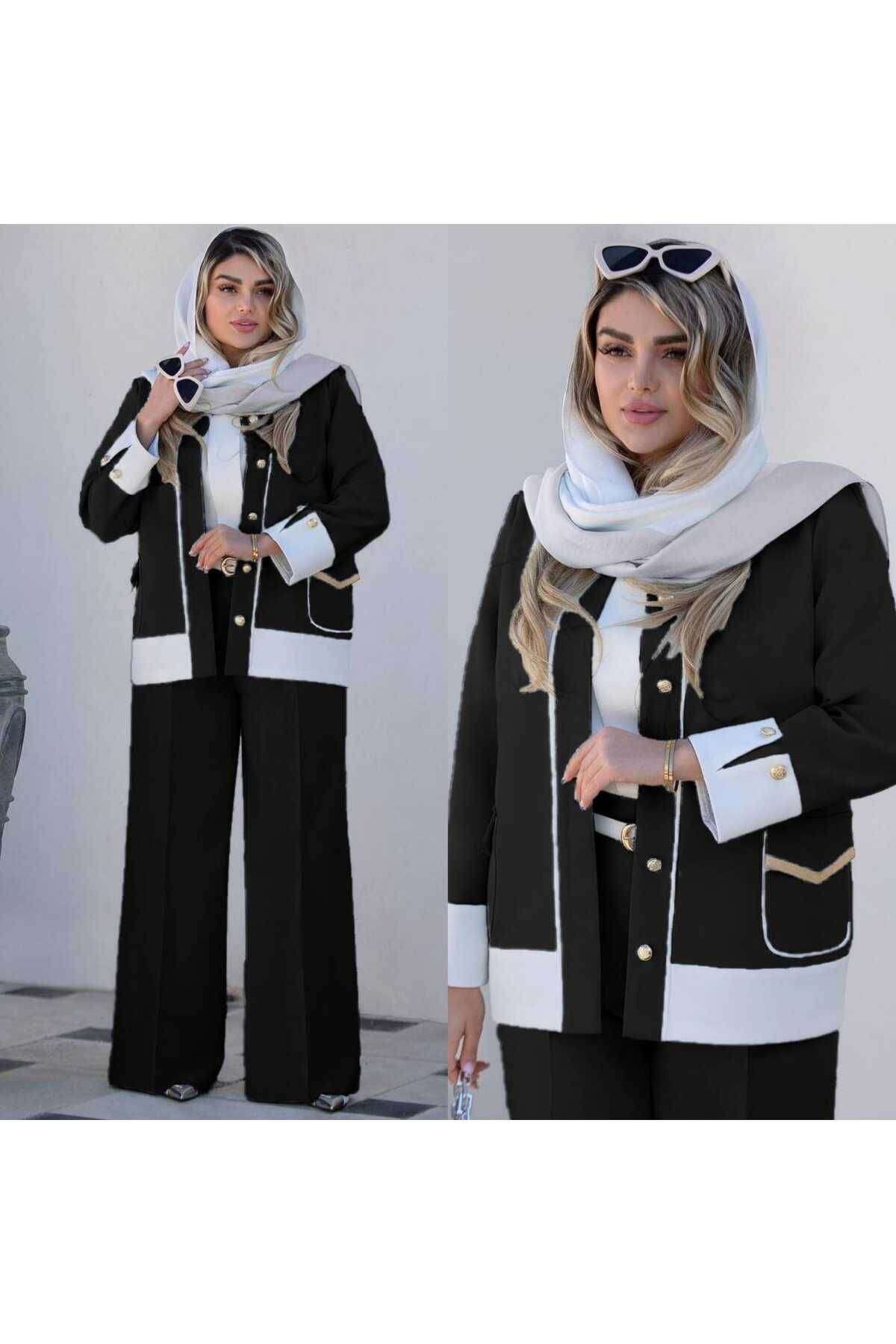 zümrüt moda düğme detaylı dörtlü parça takım elbise 1725