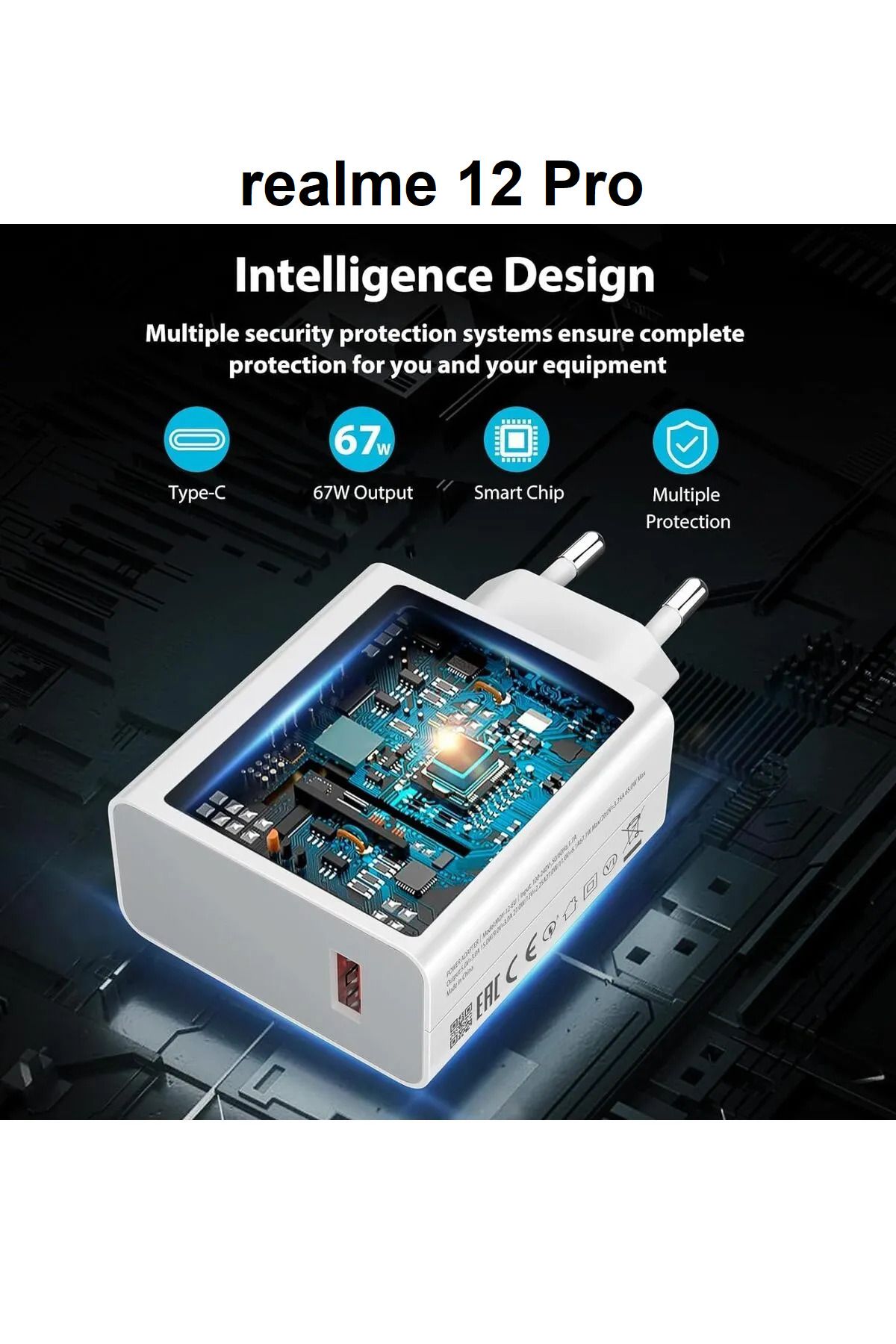 ERMER realme 12 Pro Modeli İçin 67W Süper Hızlı Şarj Aleti