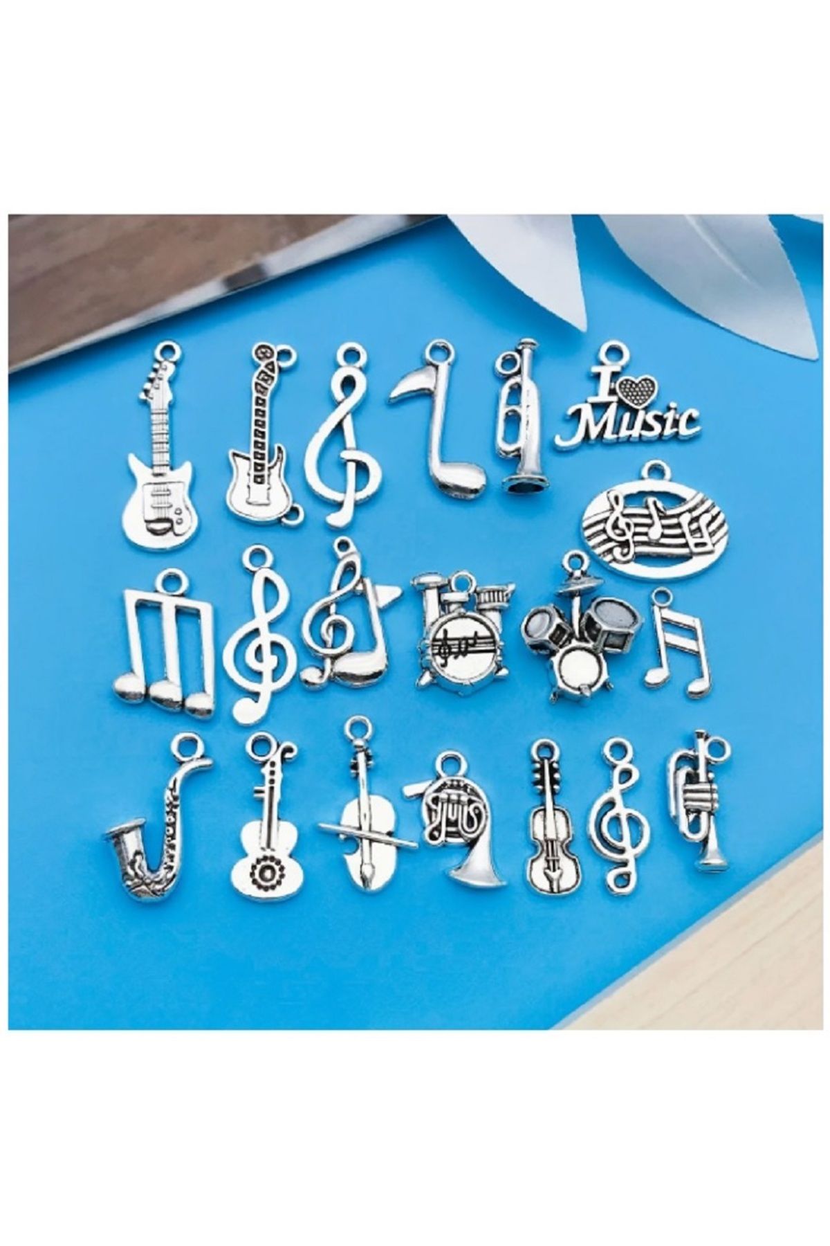 orco ( 20 X ADET ) 1 SET MÜZİK TEMA SETİ ENSTRÜMAN & NOTA / BİLEKLİK & KÜPE & KOLYE UCU