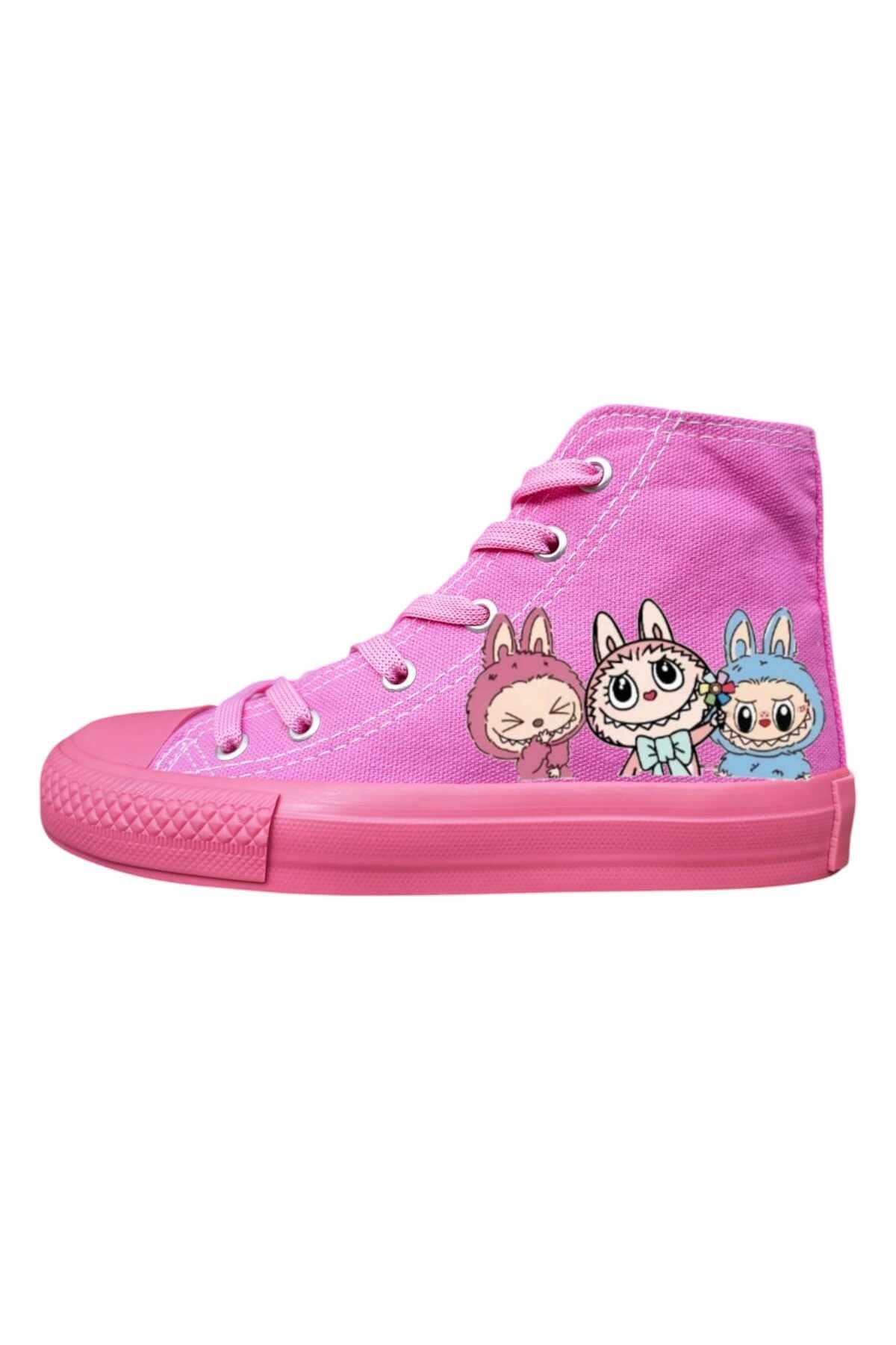 bhk desing Laabubiler baskılı pembe taban kız çocuk spor ayakkabı sneaker