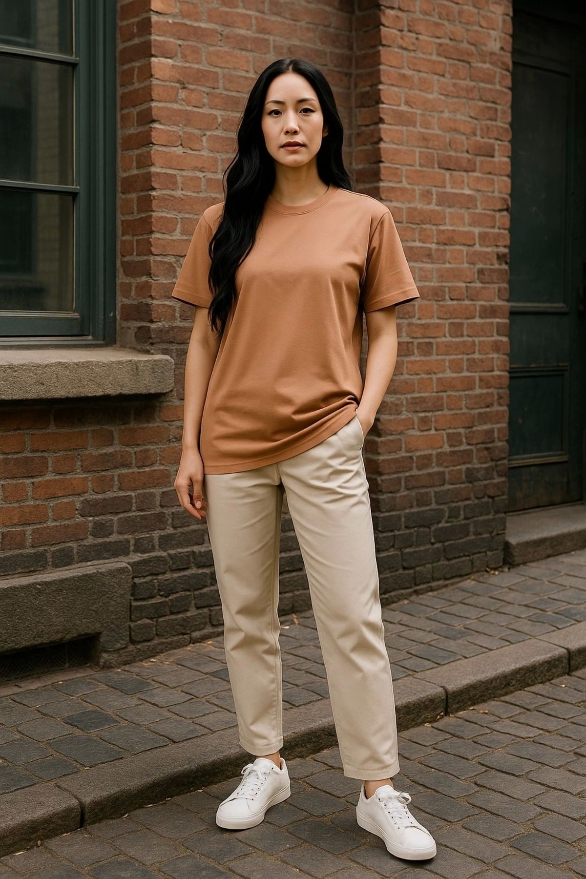 TB Terzi Bey Regular Kalıp Kadın - Erkek Unisex Basic Tişört Ten Rengi