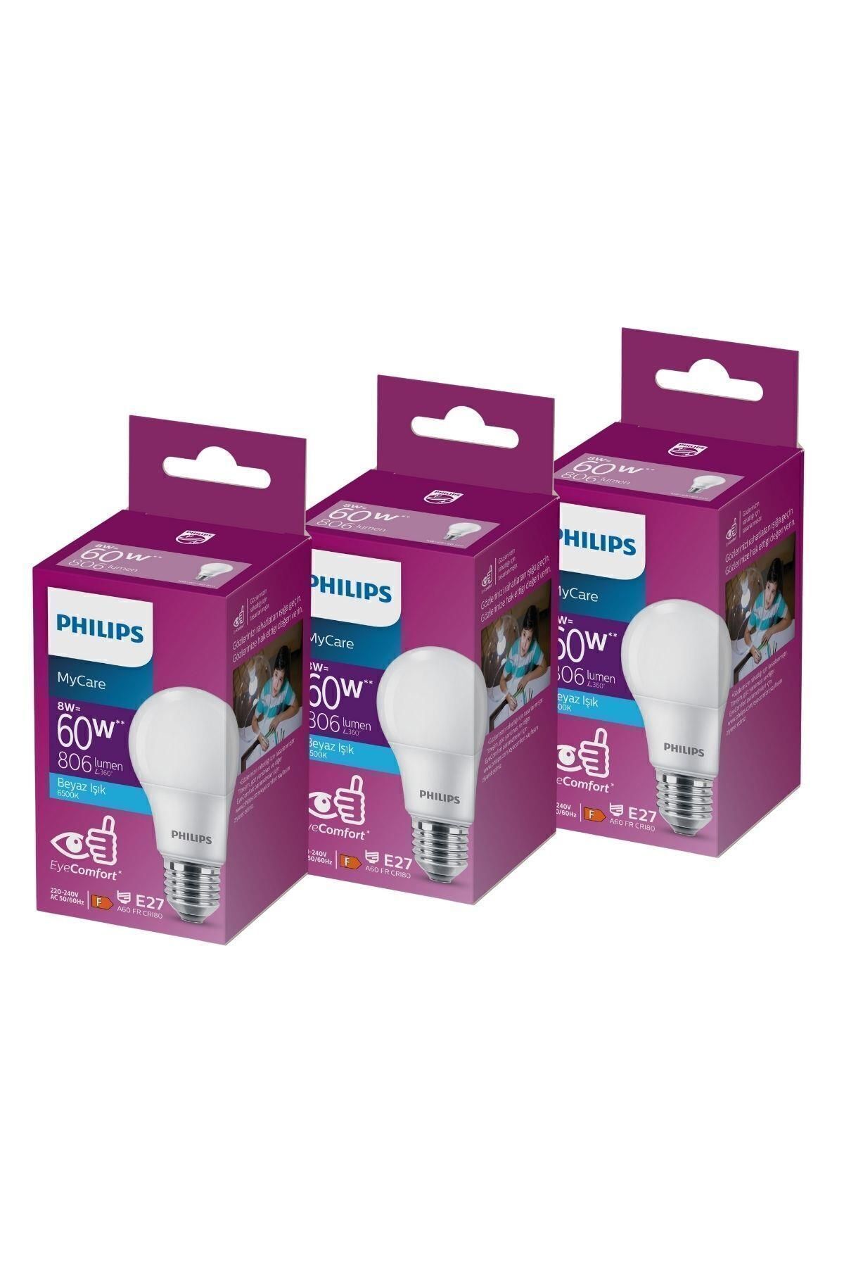 teknotrust E27 Led 8-60w Ampul 6500k Beyaz Işık 3lü Beyaz Işık Yok CN 60 Watt 3'lü Led Ampul
