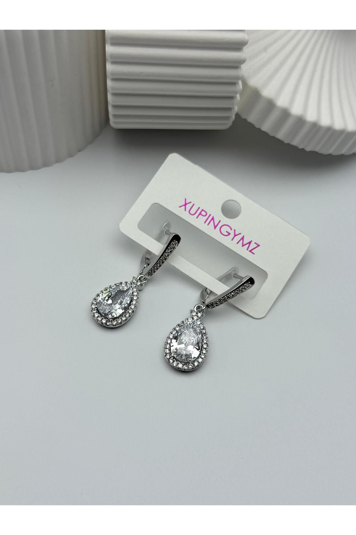 XUPINGYMZ Xp Vip Kararmaz Damla Model Zirkon Taşlı Küpe