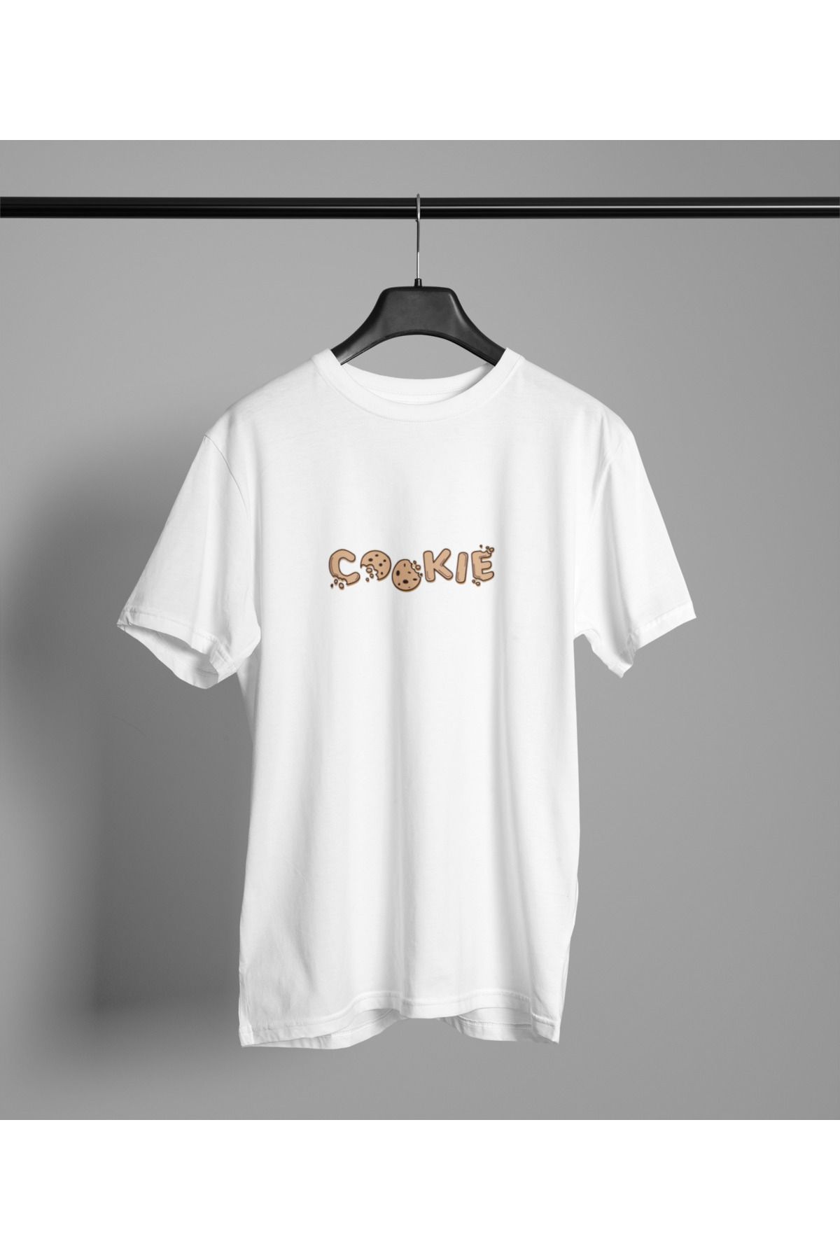 MAGORS COOKIE BASKILI BİSİKLET YAKA PAMUKLU OVERSIZE KALIP KISA KOLLU KADIN TSHIRT
