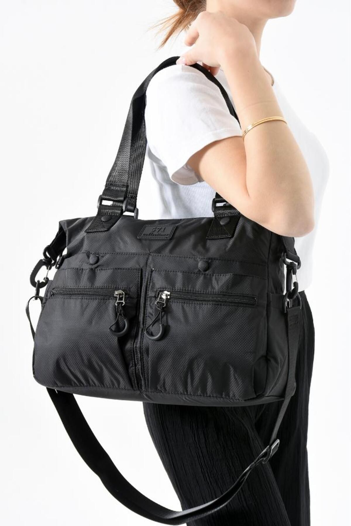 Baginn Paraşüt Kumaş Kadın Omuz Çantası Çapraz Askılı Postacı Kol Çantası 30*25 Cm 6 Ön 2 Yan 1 Arka Cep
