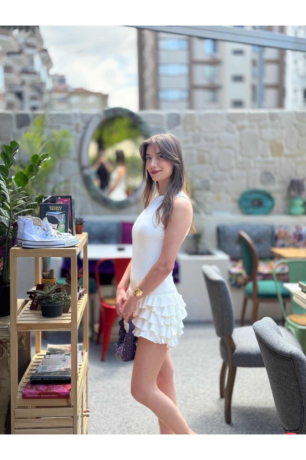 Yuli Fırfırlı mini elbise