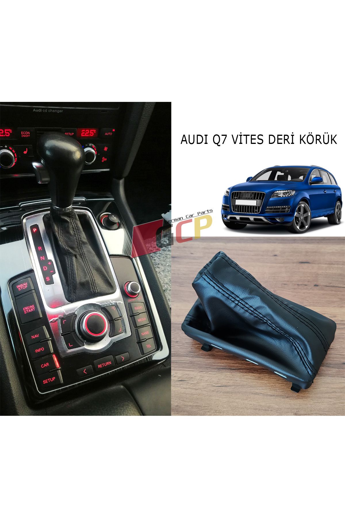 GCP German Car Parts Audi Q7 Vites Körüğü SİYAH - Audi Q7 Deri Vites Körüğü