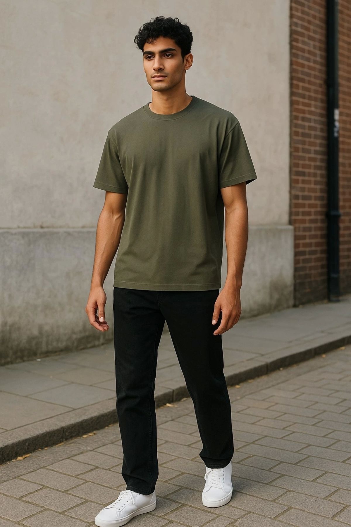 TB Terzi Bey Regular Kalıp Kadın - Erkek Unisex Basic Tişört Haki