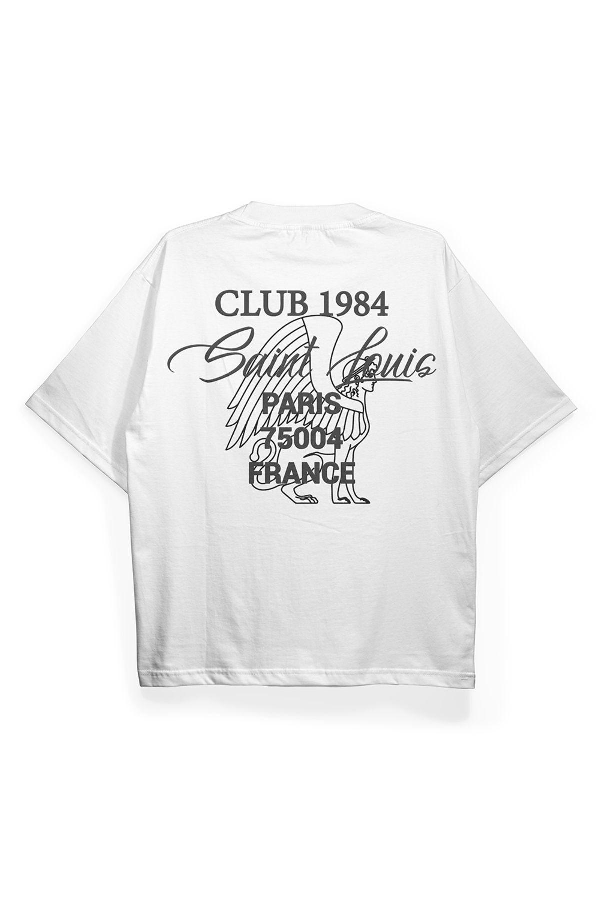 Pinned Unisex Paris Baskılı Beyaz Oversize Tişört | Arka ve Ön Baskılı Pamuk Yazlık Erkek Kadın Tshirt