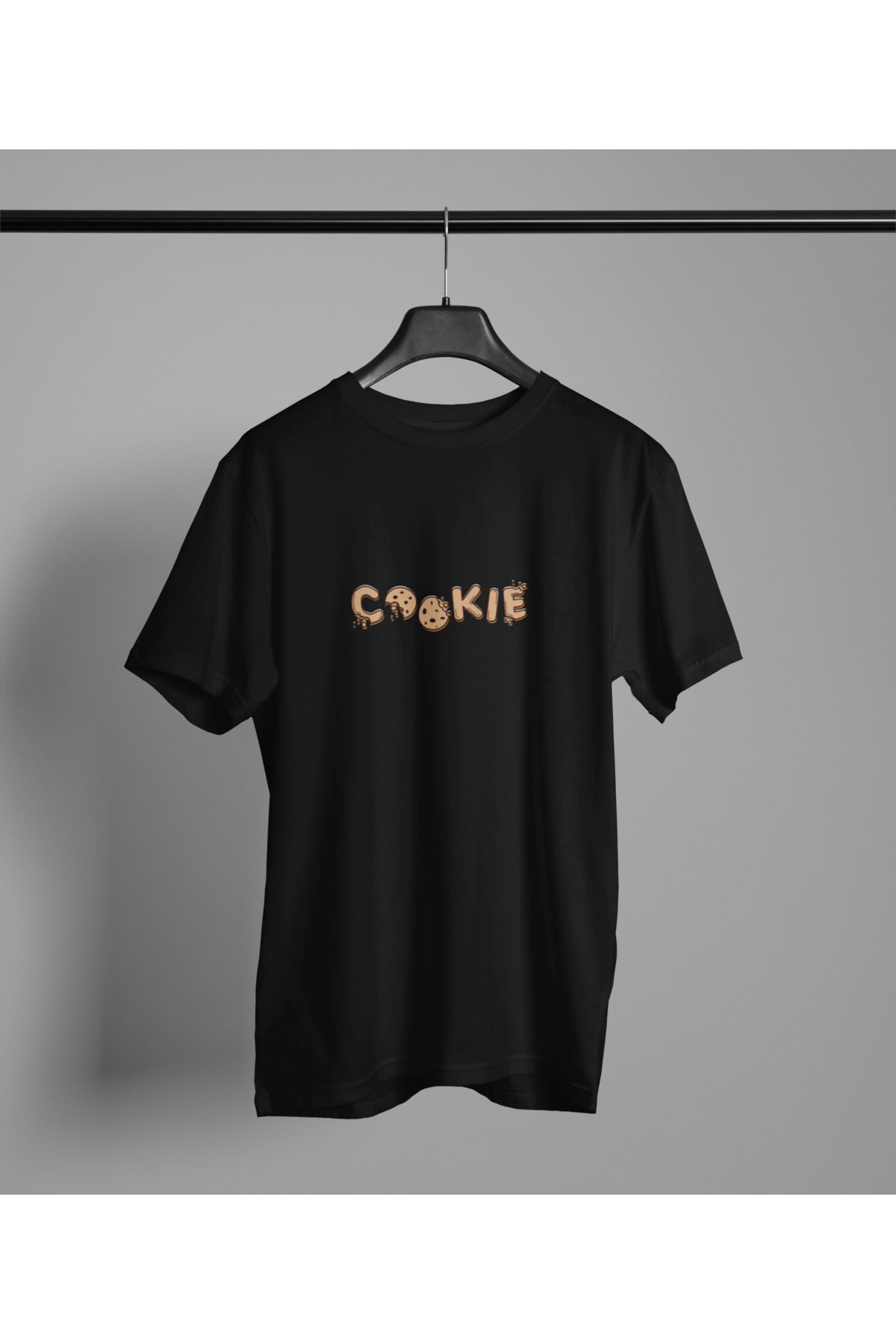 MAGORS COOKIE BASKILI BİSİKLET YAKA PAMUKLU OVERSIZE KALIP KISA KOLLU KADIN TSHIRT