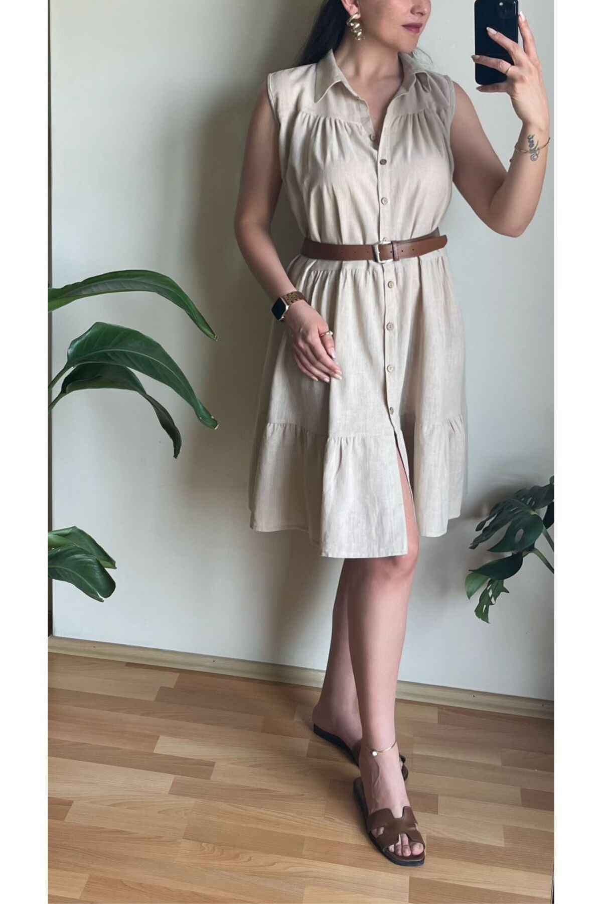 Butik BOYDAN DÜĞMELİ GENİŞ ELBİSE