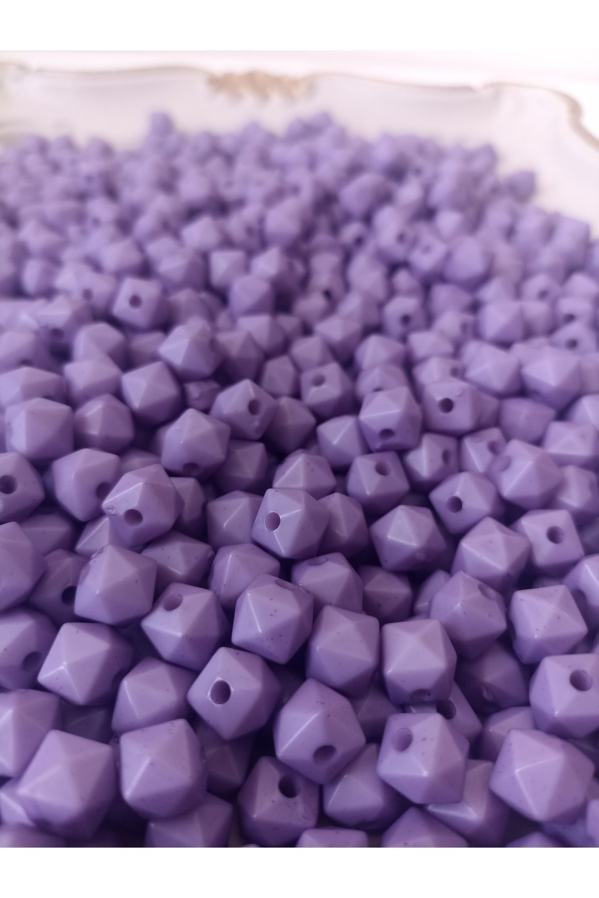 ida design store 10mm Opak Lila Mor Renk Kübik Model Akrilik Boncuk 100GR