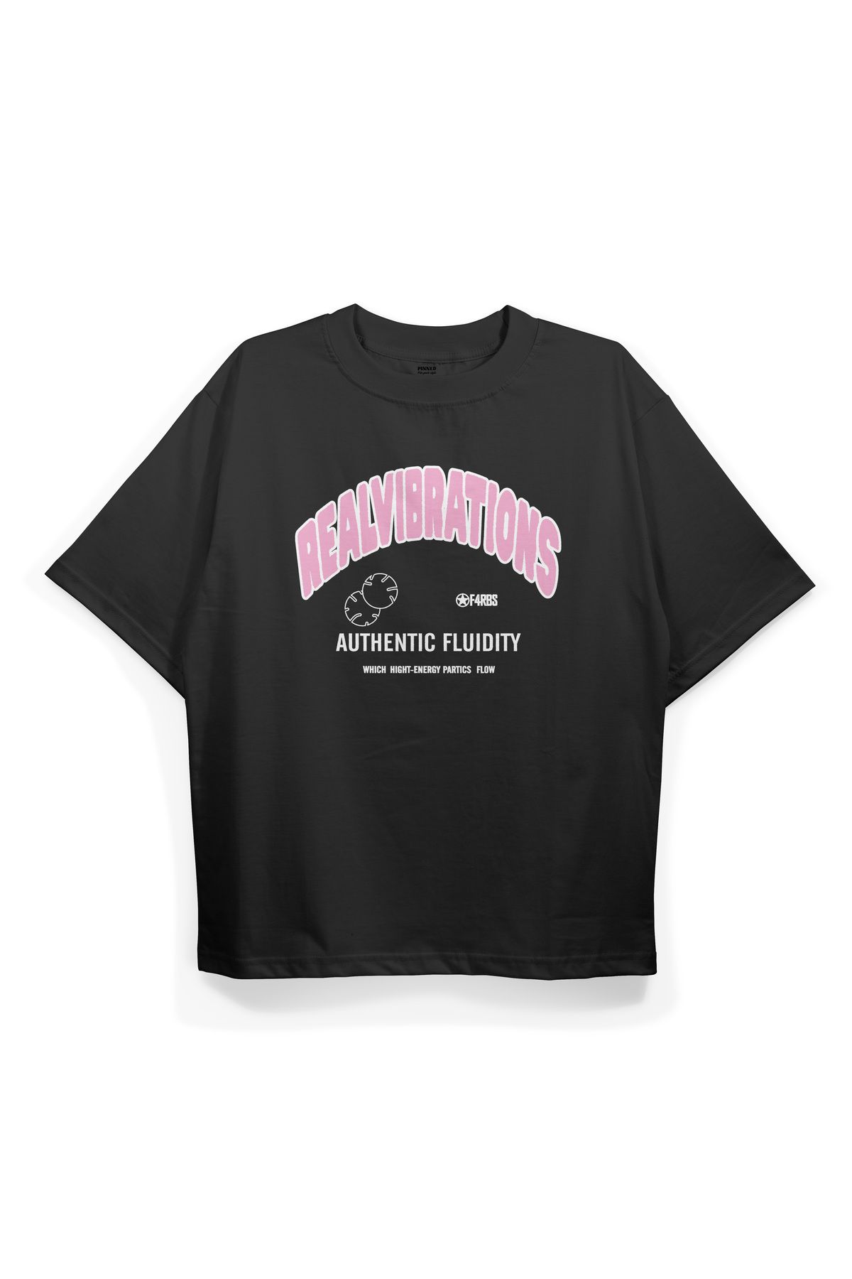 Pinned Unisex Vibration Baskılı Beyaz Oversize Tişört | Arka ve Ön Baskılı Pamuk Yazlık Erkek Kadın Tshirt