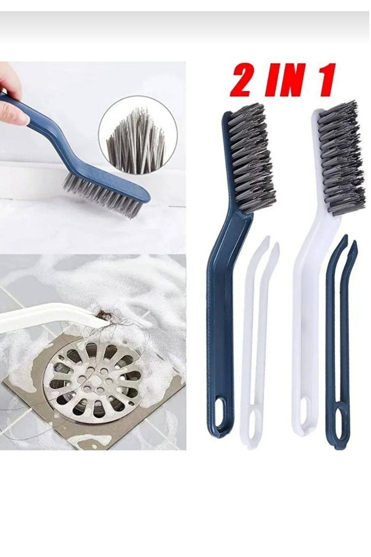 BRE HOME 2'li 2 in 1 Çok Amaçlı Temizlik Fırçası ve Cımbız Seti – Mutfak ve Banyo Temizliği İçin Pratik Çözüm