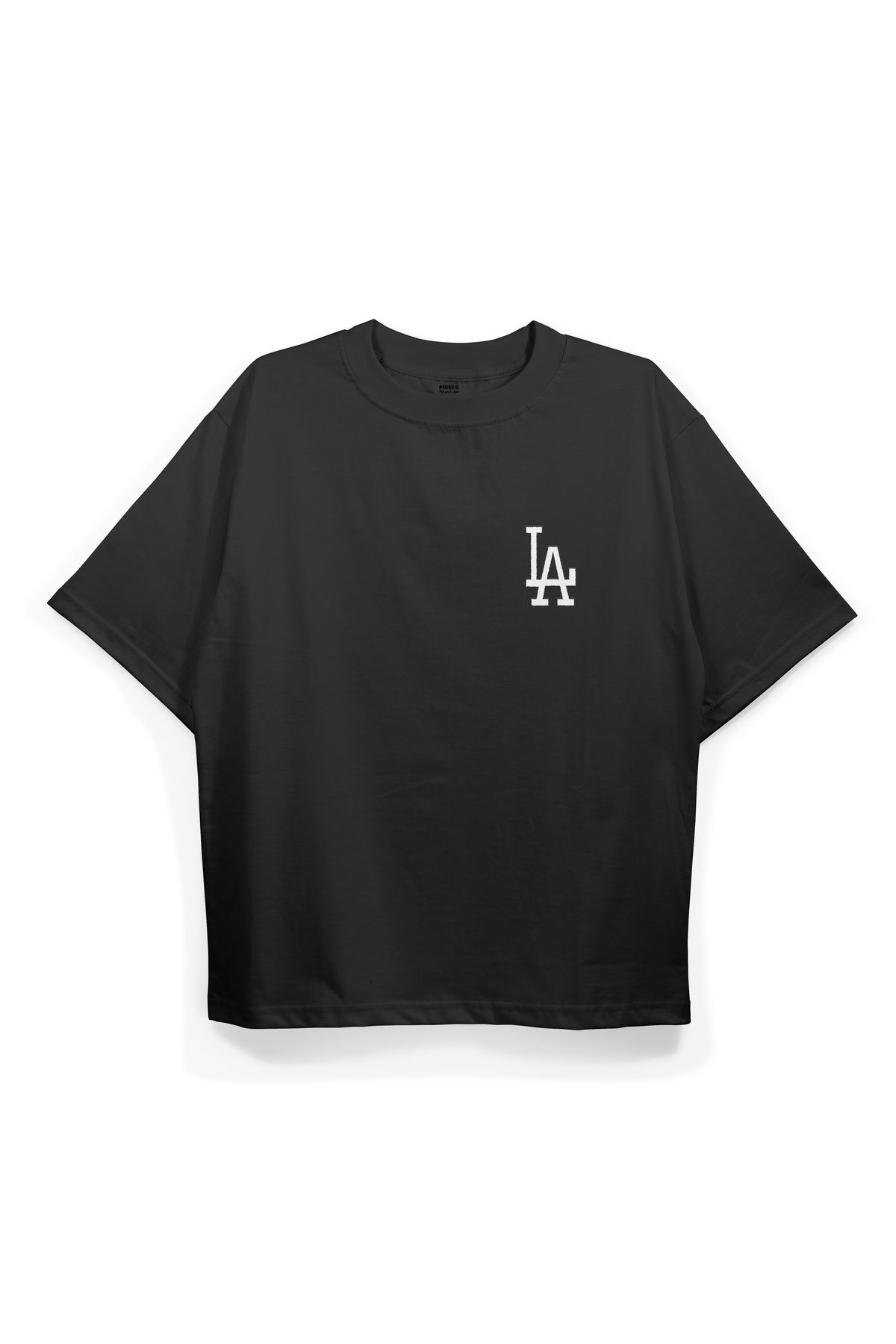 Pinned Unisex LA Baskılı Beyaz Oversize Tişört | Arka ve Ön Baskılı Pamuk Yazlık Erkek Kadın Tshirt