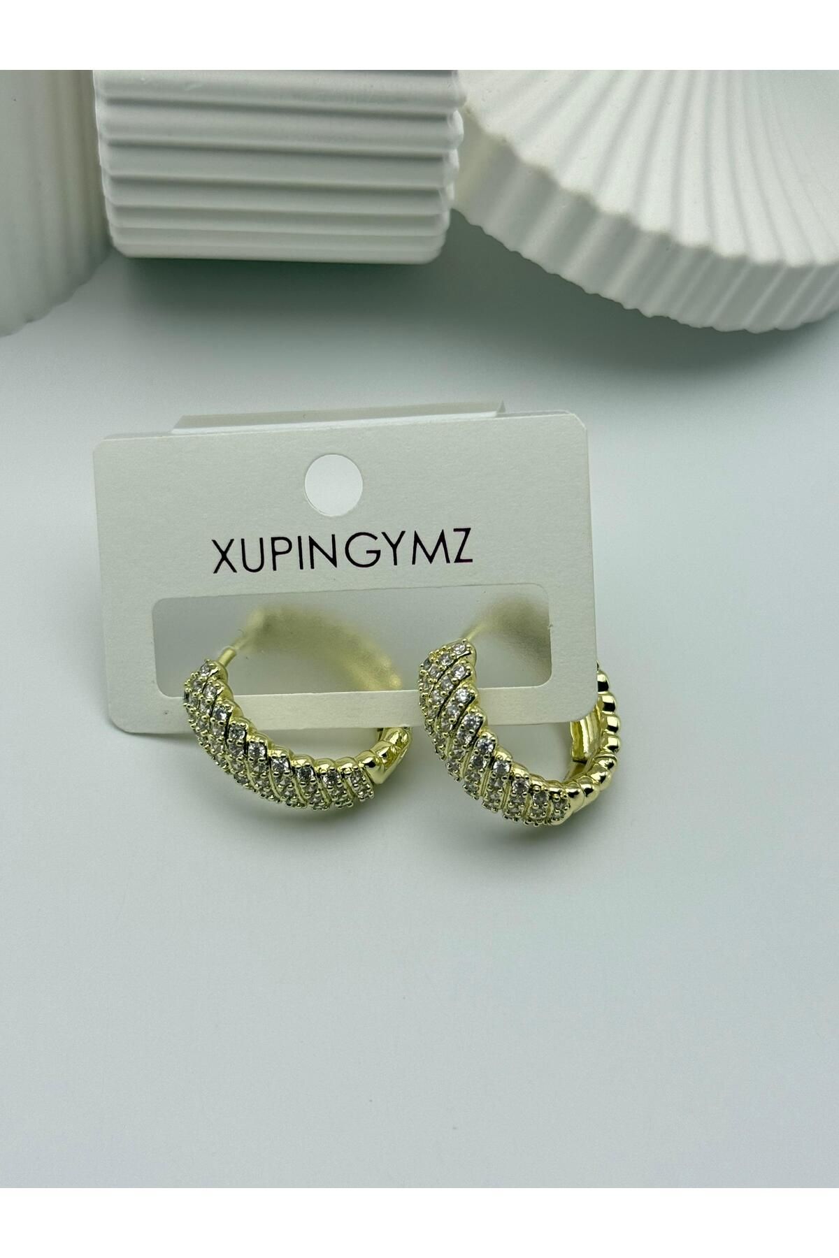 XUPINGYMZ Xp Vip Kararmaz Komple Taşlı Halka Model Zirkon Küpe