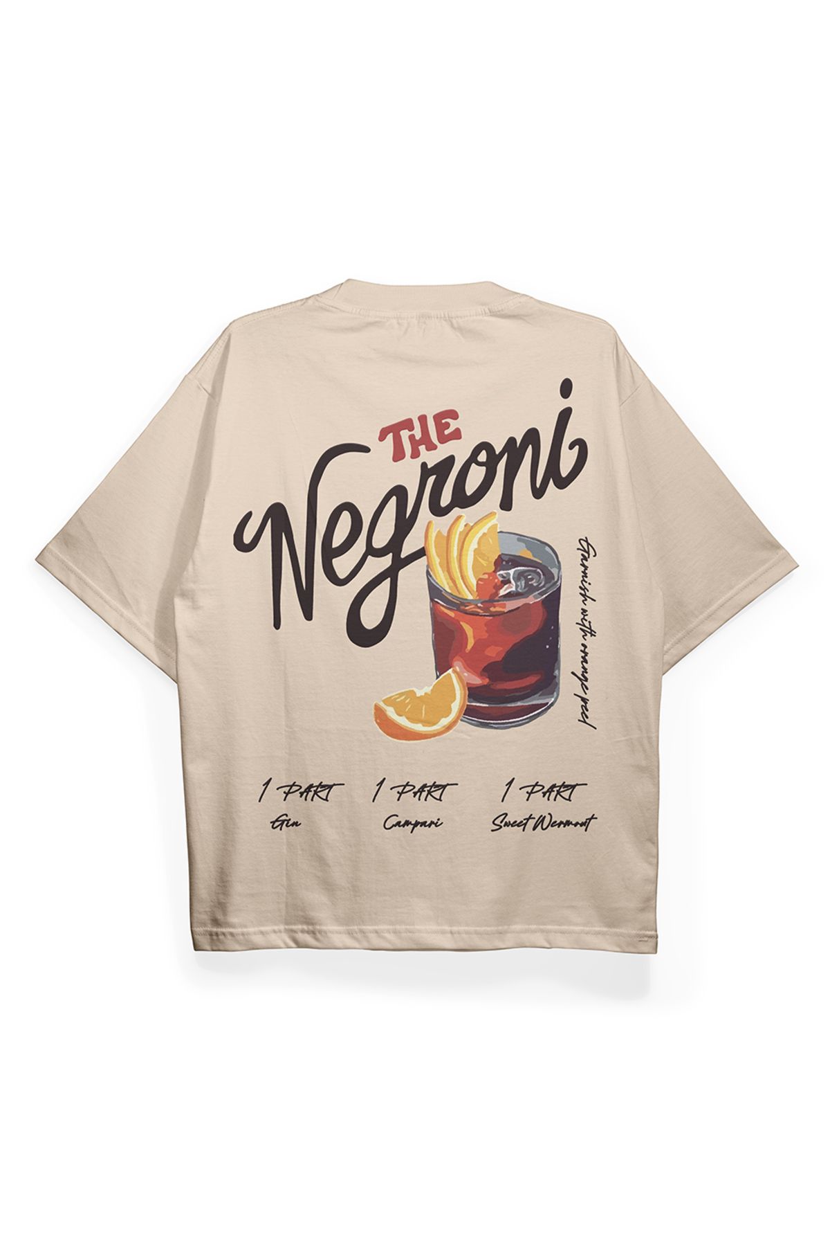 Pinned Unisex Negroni Baskılı Beyaz Oversize Tişört | Arka ve Ön Baskılı Pamuk Yazlık Erkek Kadın Tshirt