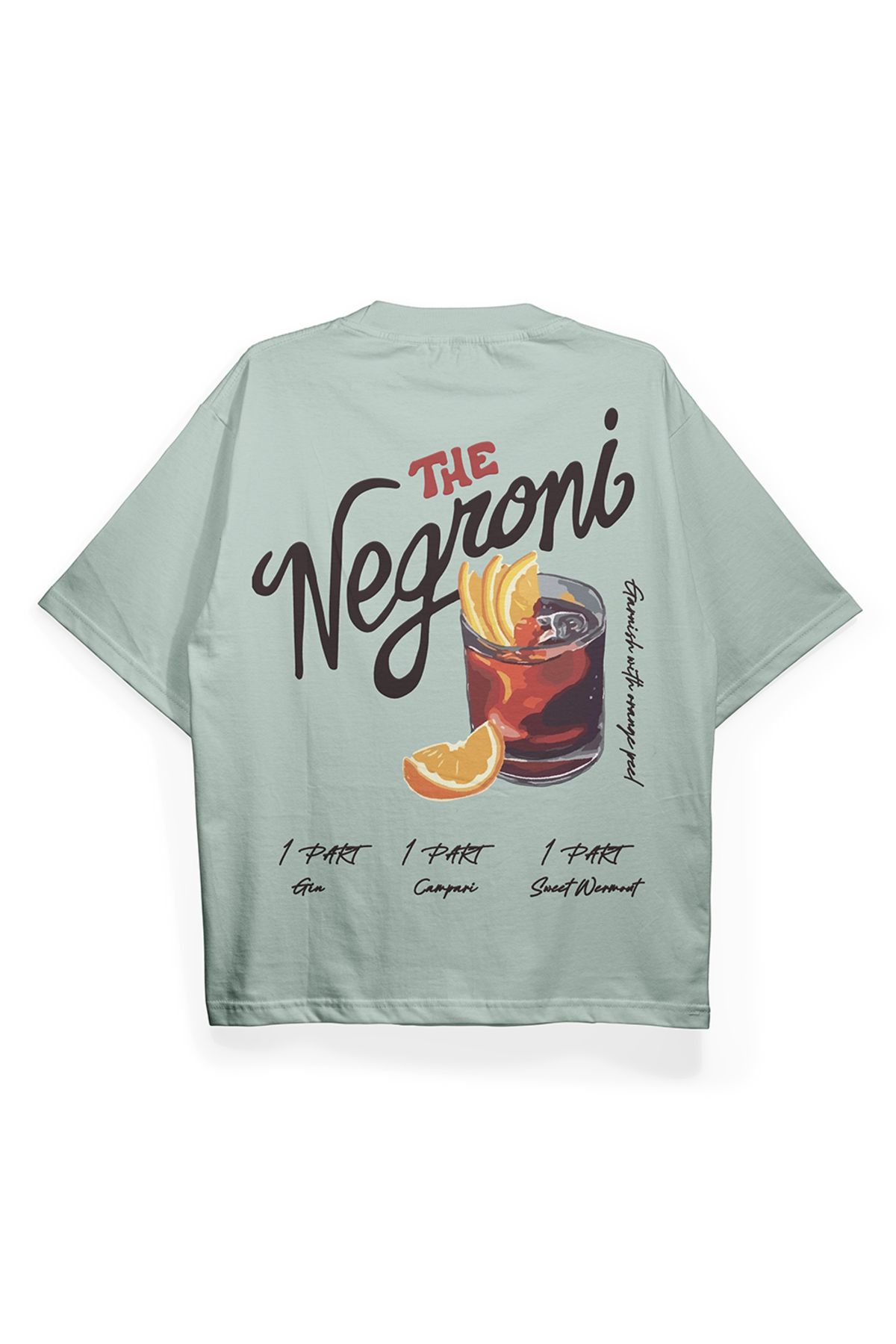 Pinned Unisex Negroni Baskılı Beyaz Oversize Tişört | Arka ve Ön Baskılı Pamuk Yazlık Erkek Kadın Tshirt