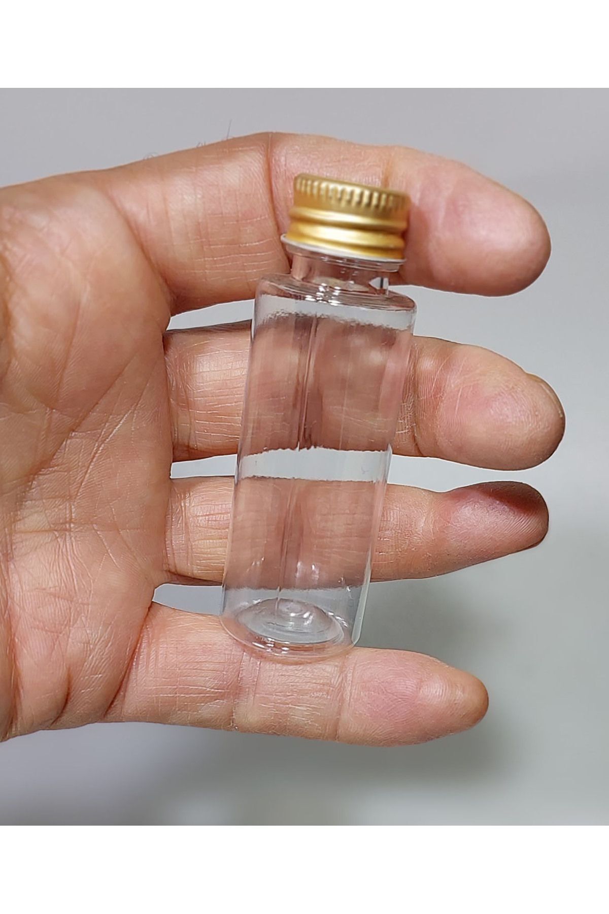 teknotrust TR 50 Adet Boş gold kapaklı Kolonya Şişesi Doldurulabilir Cep Plastik Parfüm Şişesi 30 Ml Belirtilm