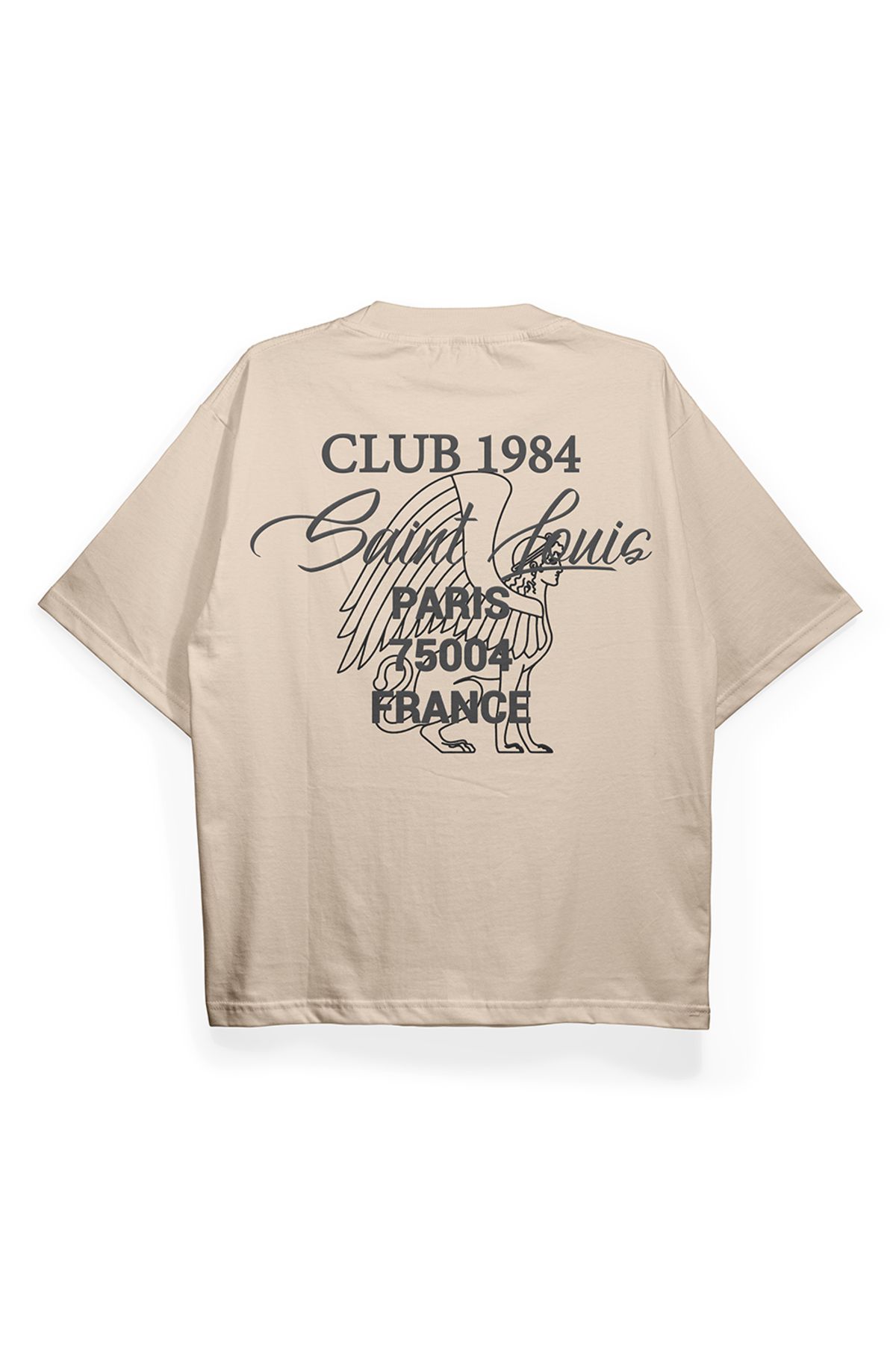 Pinned Unisex Paris Baskılı Beyaz Oversize Tişört | Arka ve Ön Baskılı Pamuk Yazlık Erkek Kadın Tshirt