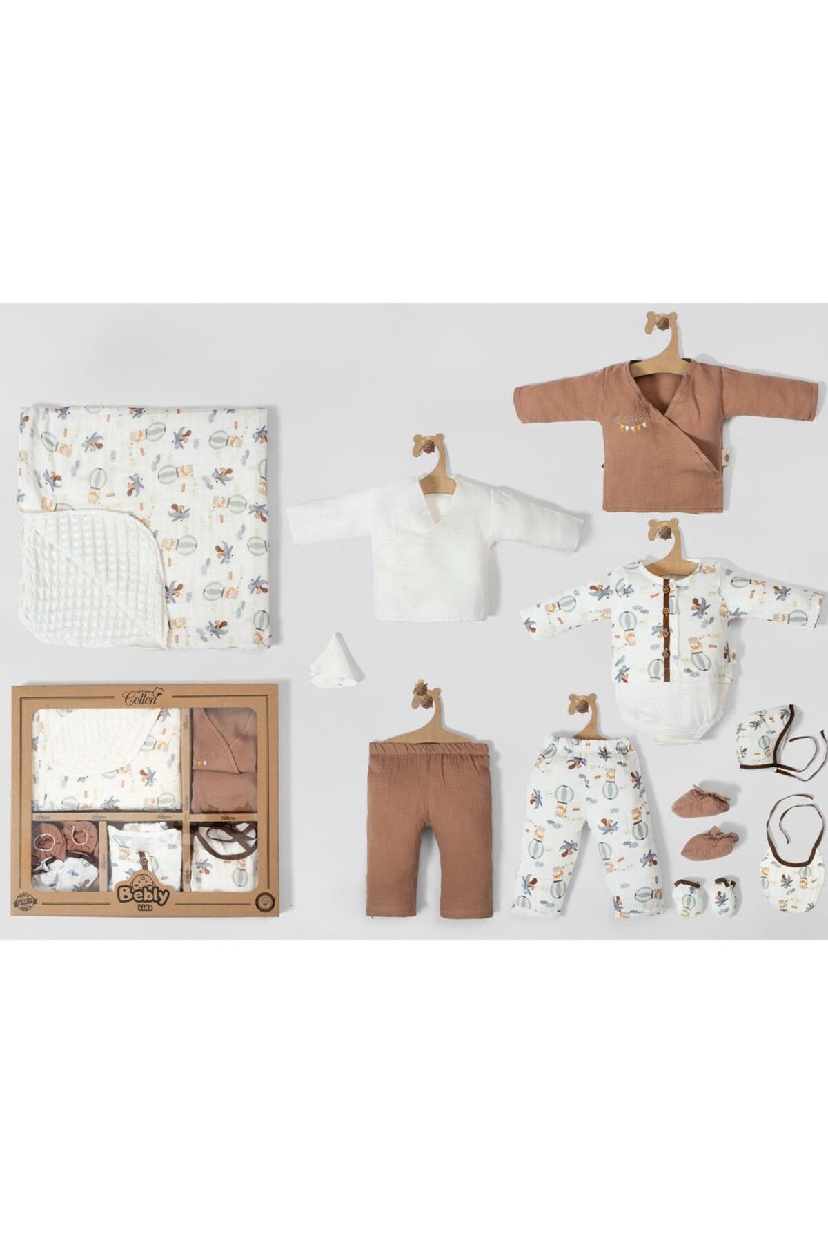 Newborn Baby MOONASELF BABY 0-3 AY FİGÜRLÜ MÜSLİN 10'LU SET