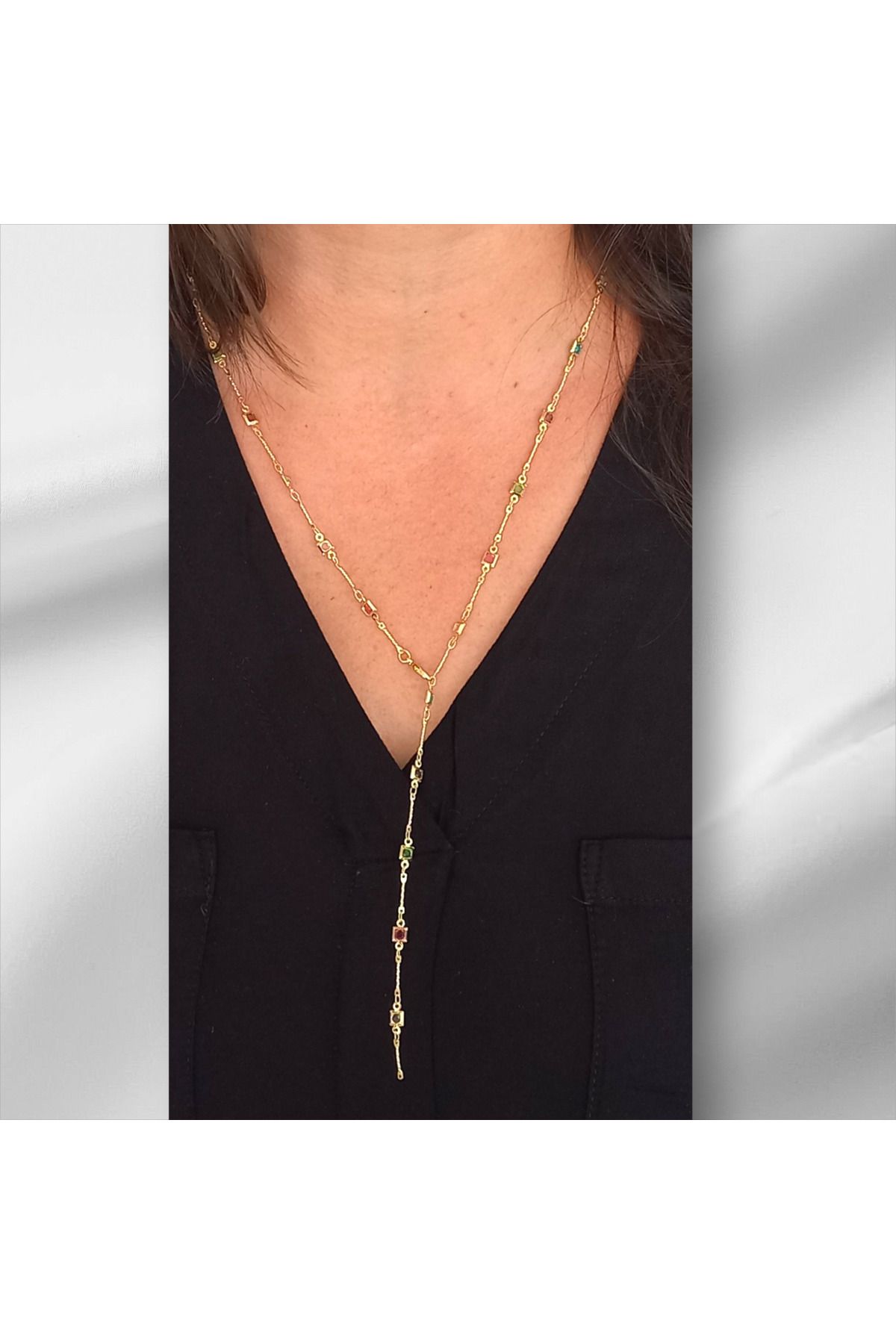 JEWELRY Renkli Taşlı Y Kolye