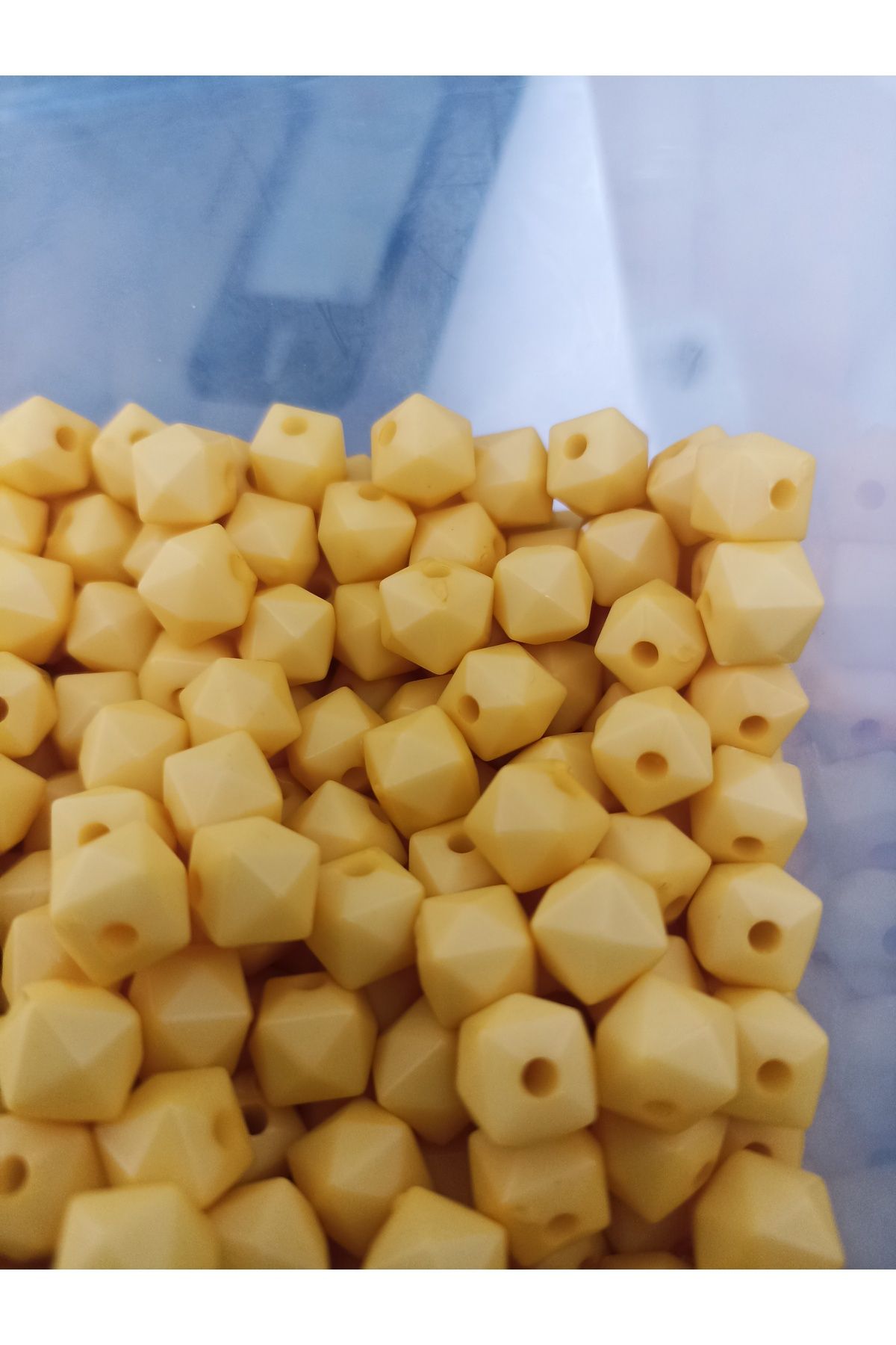 ida design store 10mm Opak Sarı Renk Kübik Boncuk 100GR