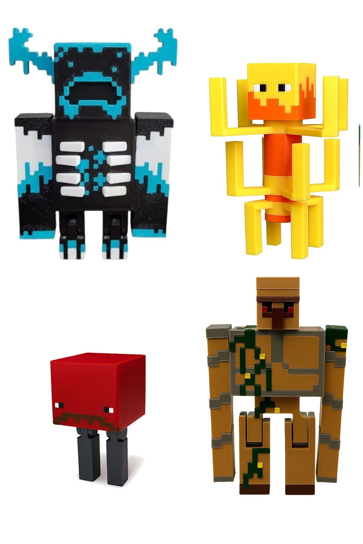 FigürDizayn Minecraft Efsanevi Dörtlü Seti Blaze Warden Strider Golem