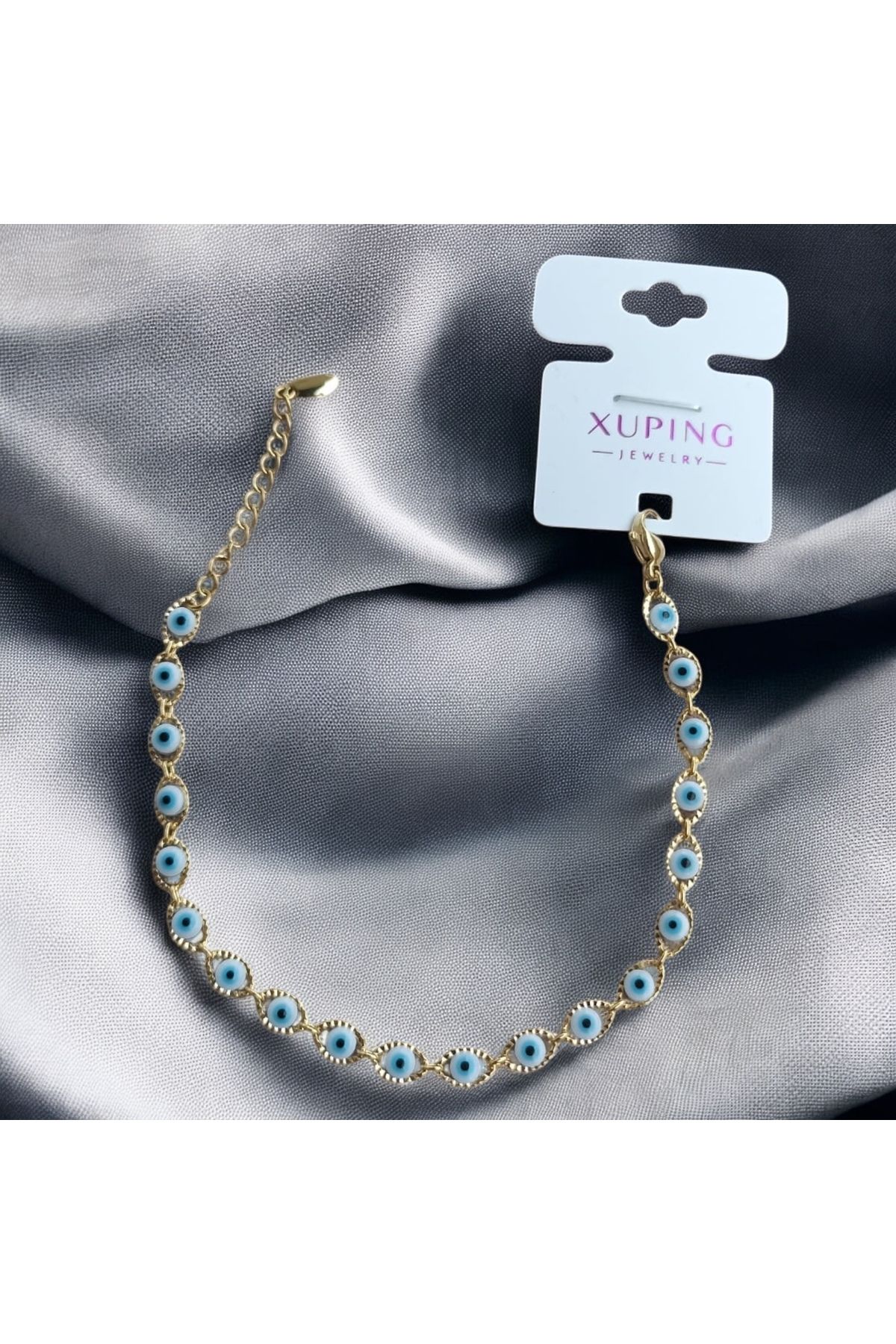 BiVivariShop 14K Altın Görünümlü Xuping Beyaz Nazar Boncuklu Bileklik