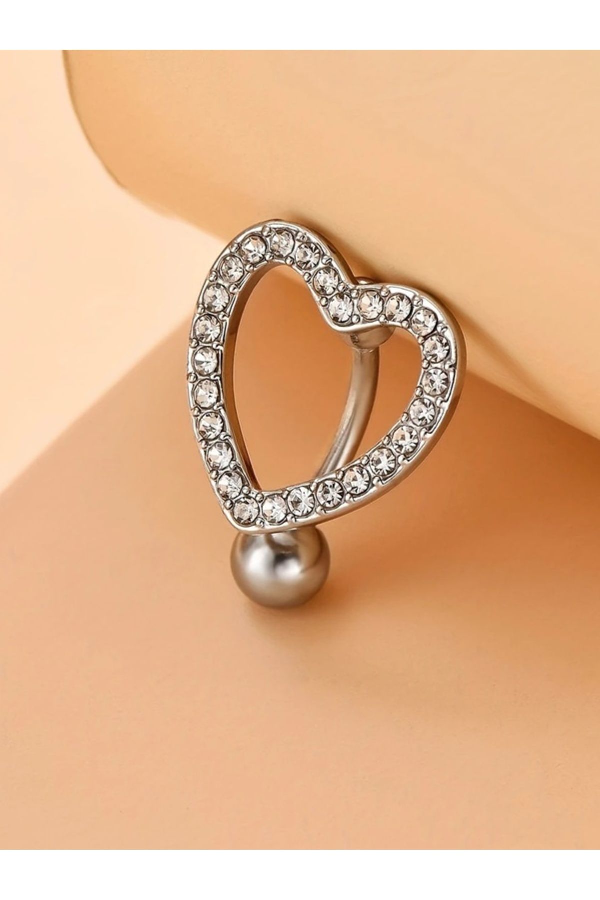 DCPİERCİNG Sıralı Zirkon Taşlı Kalp Küçük Göbek Belly Piercing